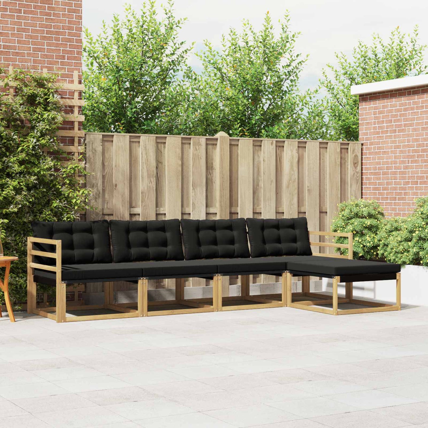 Buiten bankenset met kussen 5 pcs Wit en zwart is nu te koop bij PeponiXL, paradijselijk wonen!