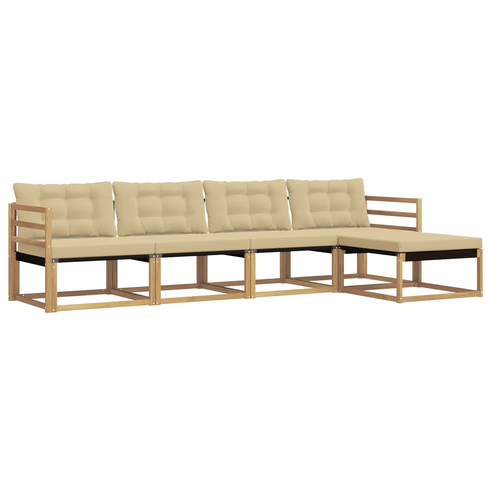 Buiten bankenset met kussen 5 pcs Wit en Beige is nu te koop bij PeponiXL, paradijselijk wonen!