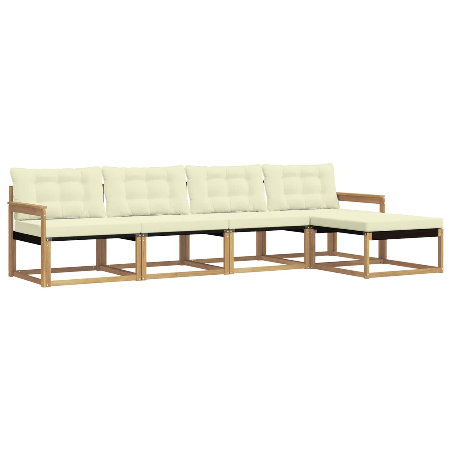 Buiten bankenset met kussen 5 pcs Wit en crèmekleurig is nu te koop bij PeponiXL, paradijselijk wonen!