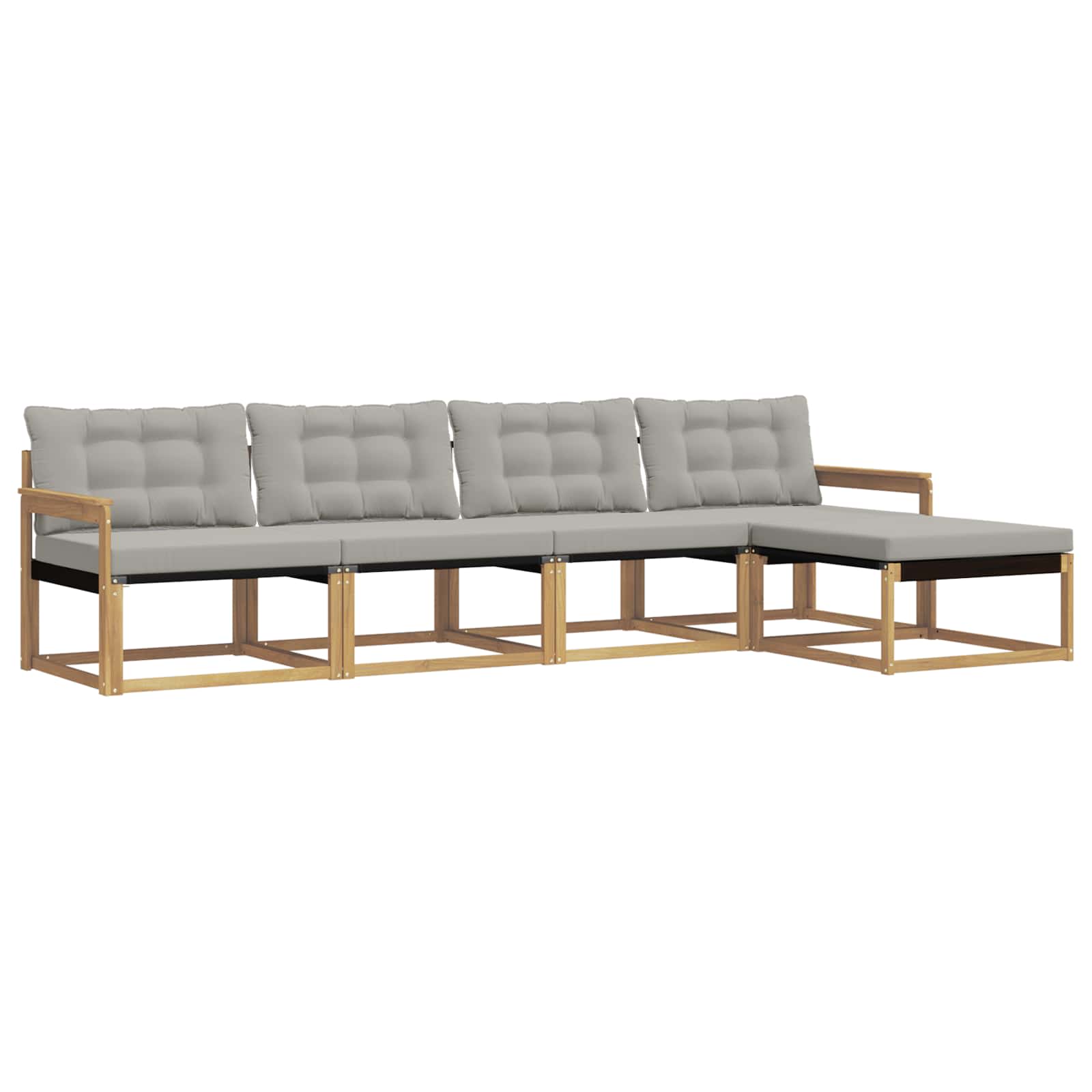 Buiten bankenset met kussen 5 pcs Wit en Lichtgrijs is nu te koop bij PeponiXL, paradijselijk wonen!