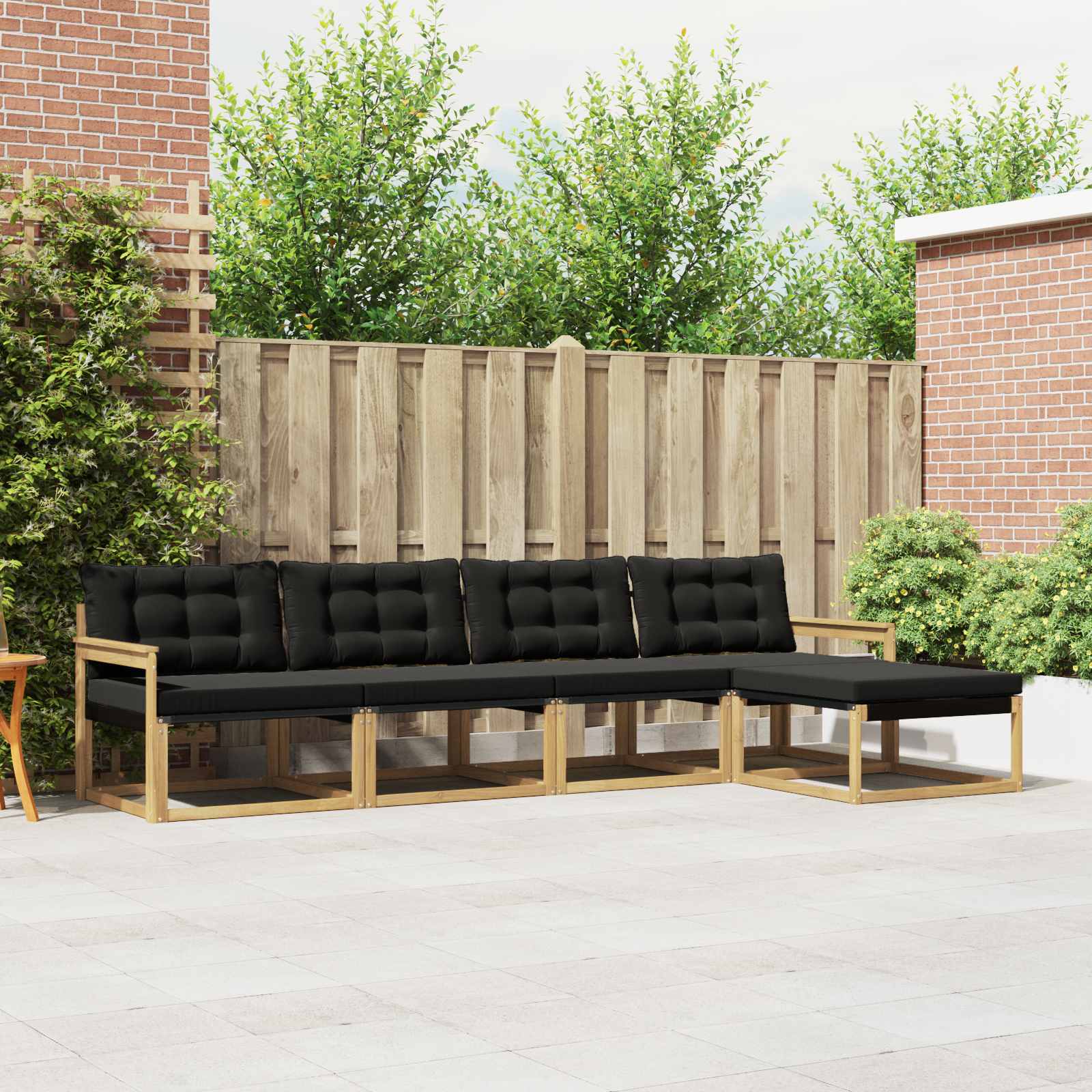 Buiten bankenset met kussen 5 pcs Wit en zwart is nu te koop bij PeponiXL, paradijselijk wonen!