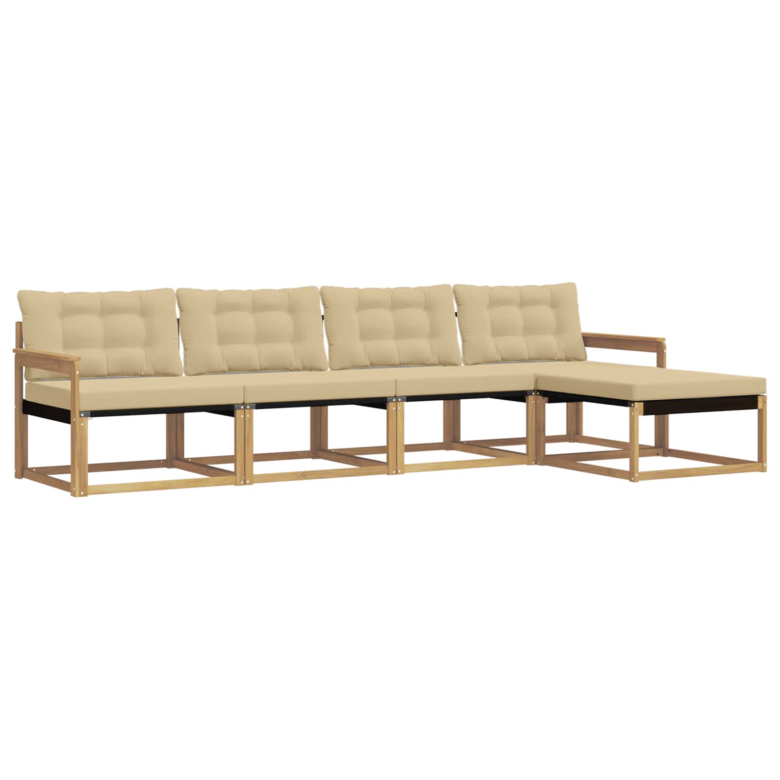 Buiten bankenset met kussen 5 pcs Wit en Beige is nu te koop bij PeponiXL, paradijselijk wonen!