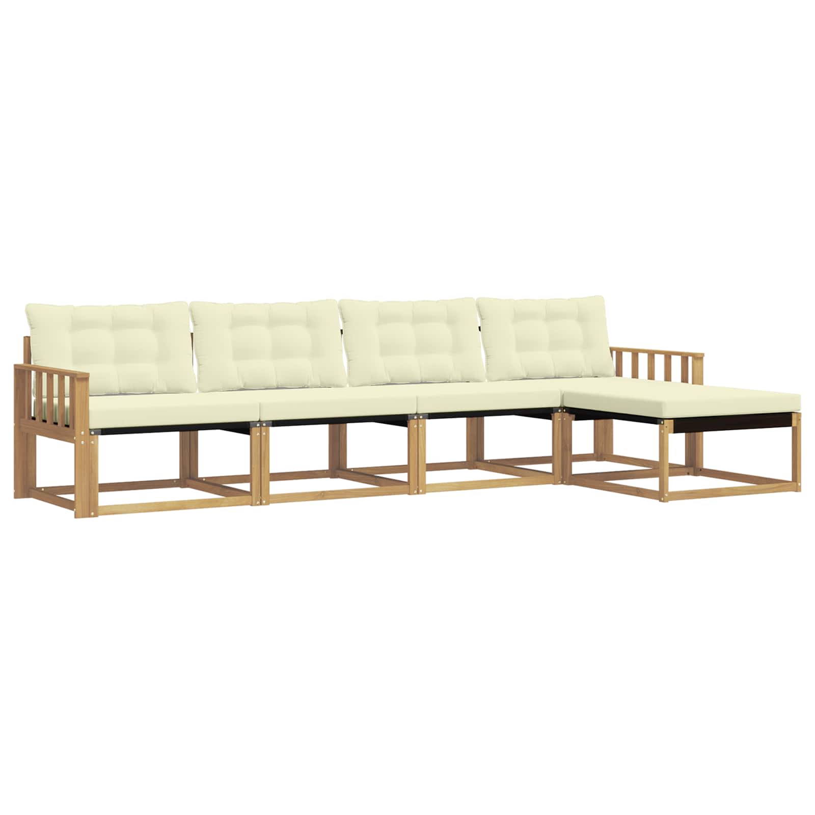 Buiten bankenset met kussen 5 pcs Wit en crèmekleurig is nu te koop bij PeponiXL, paradijselijk wonen!