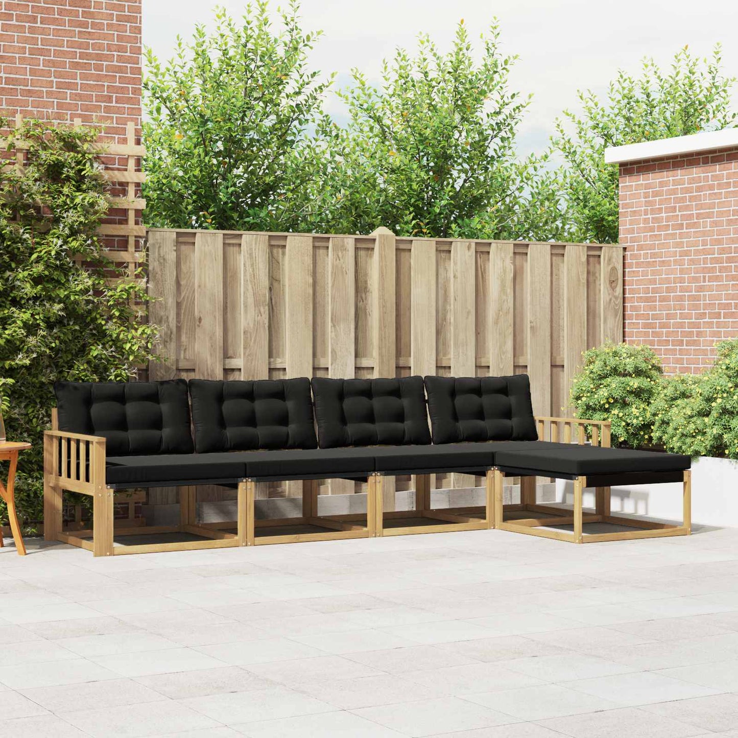 Buiten bankenset met kussen 5 pcs Wit en zwart is nu te koop bij PeponiXL, paradijselijk wonen!