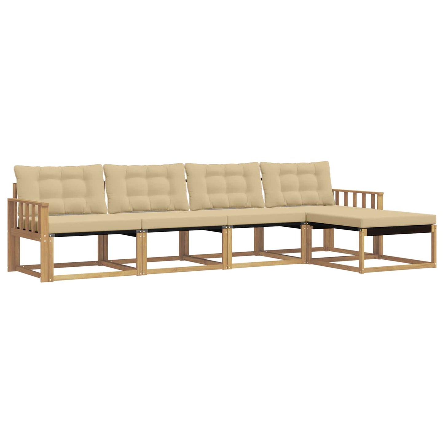 Buiten bankenset met kussen 5 pcs Wit en Beige is nu te koop bij PeponiXL, paradijselijk wonen!