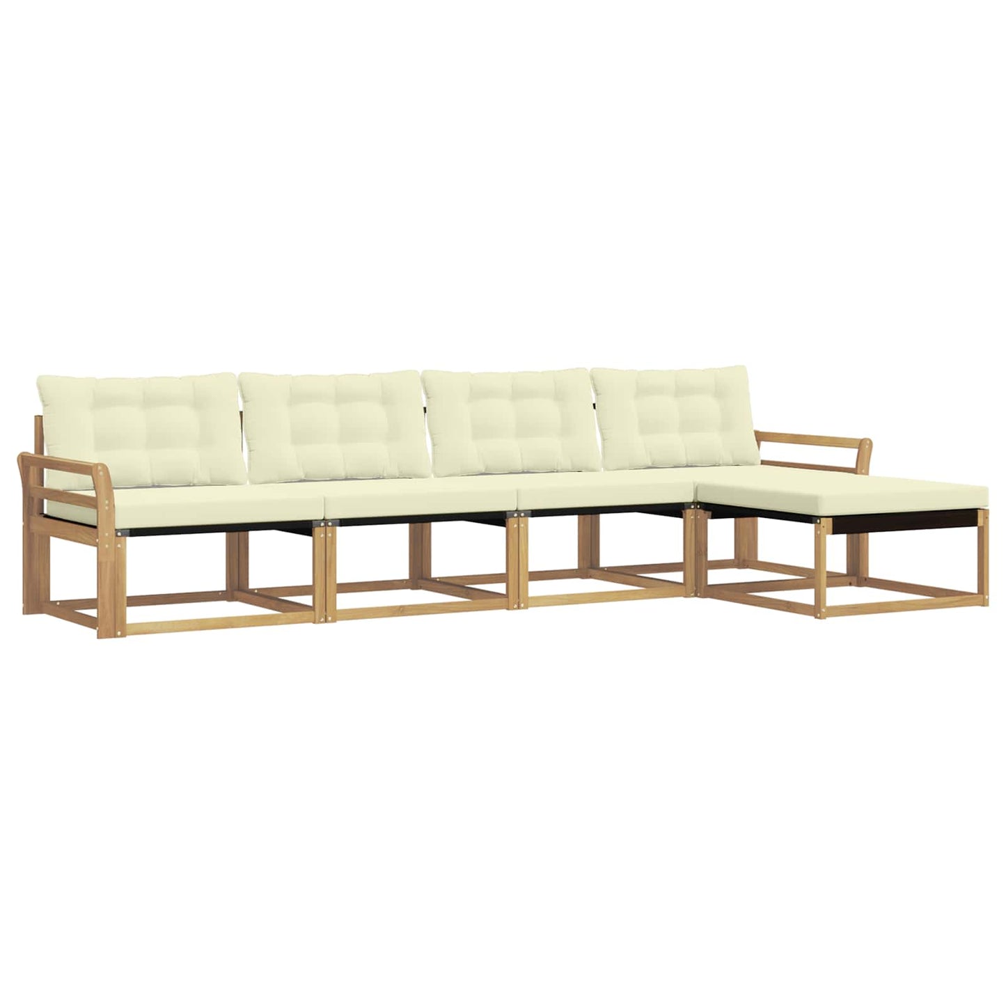 Buiten bankenset met kussen 5 pcs Wit en crèmekleurig is nu te koop bij PeponiXL, paradijselijk wonen!