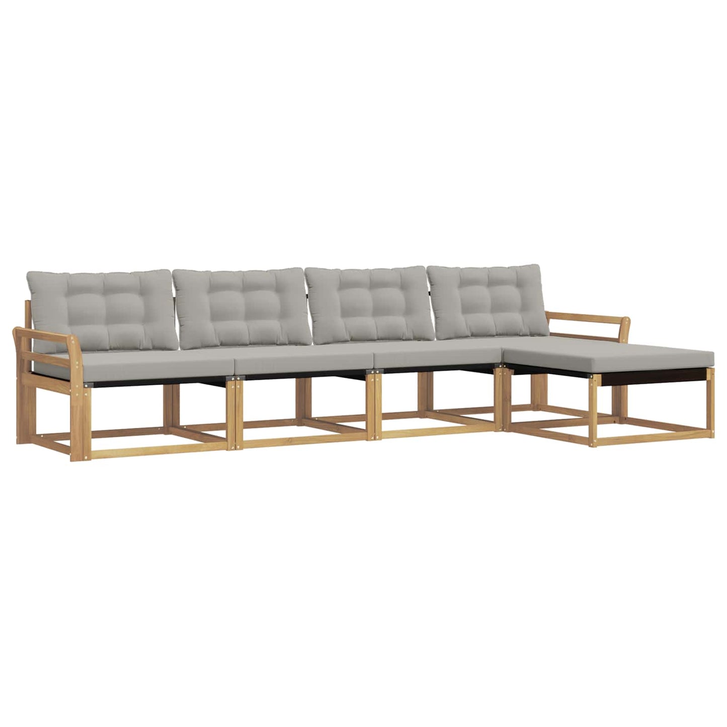 Buiten bankenset met kussen 5 pcs Wit en Lichtgrijs is nu te koop bij PeponiXL, paradijselijk wonen!