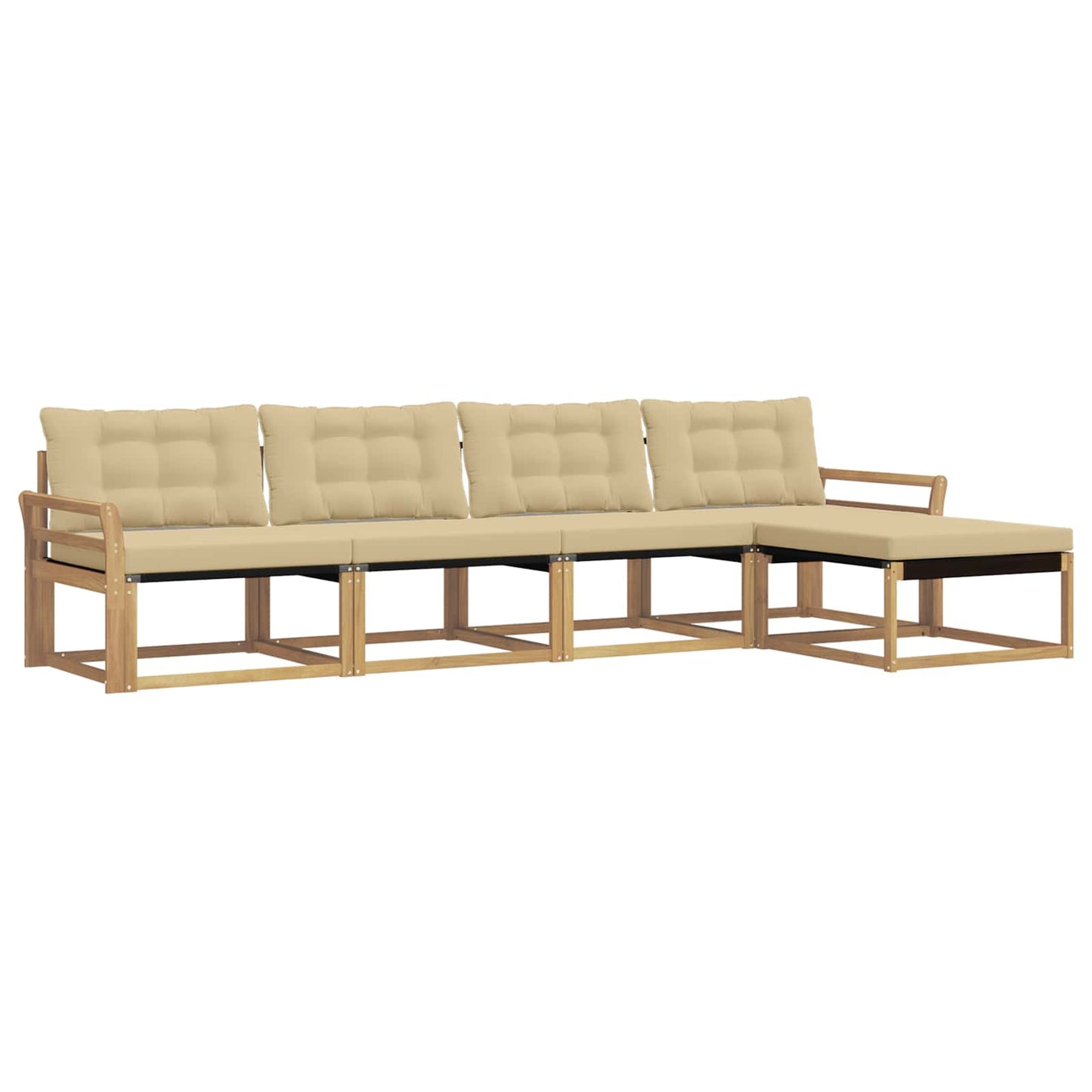 Buiten bankenset met kussen 5 pcs Wit en Beige is nu te koop bij PeponiXL, paradijselijk wonen!
