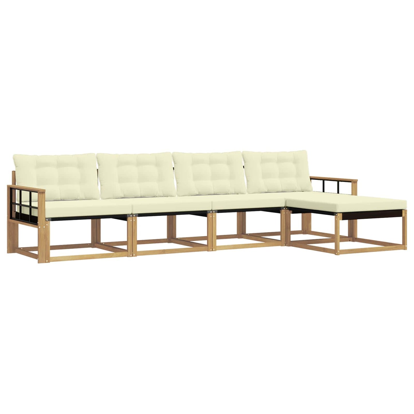 Buiten bankenset met kussen 5 pcs Wit en crèmekleurig is nu te koop bij PeponiXL, paradijselijk wonen!