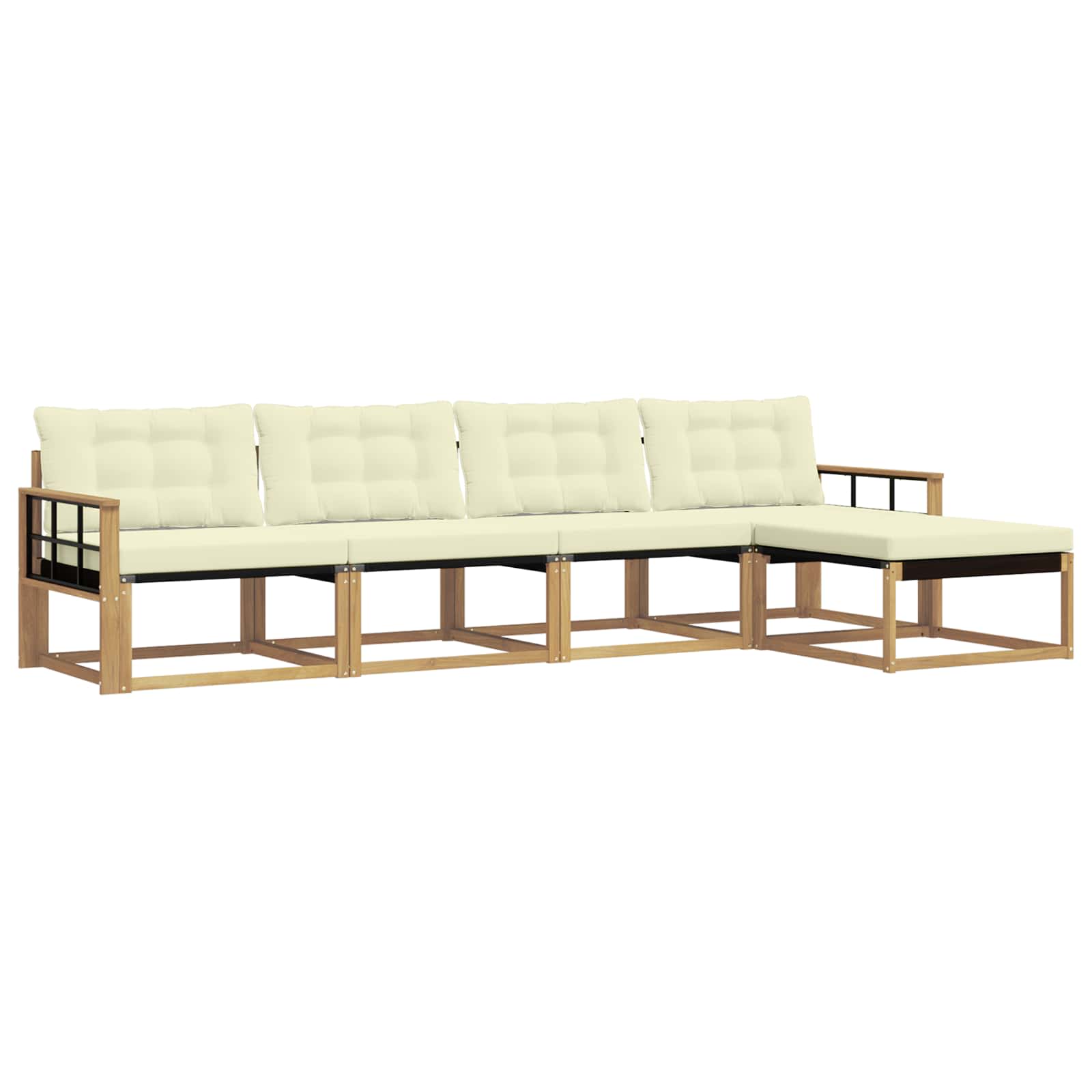 Buiten bankenset met kussen 5 pcs Wit en crèmekleurig is nu te koop bij PeponiXL, paradijselijk wonen!