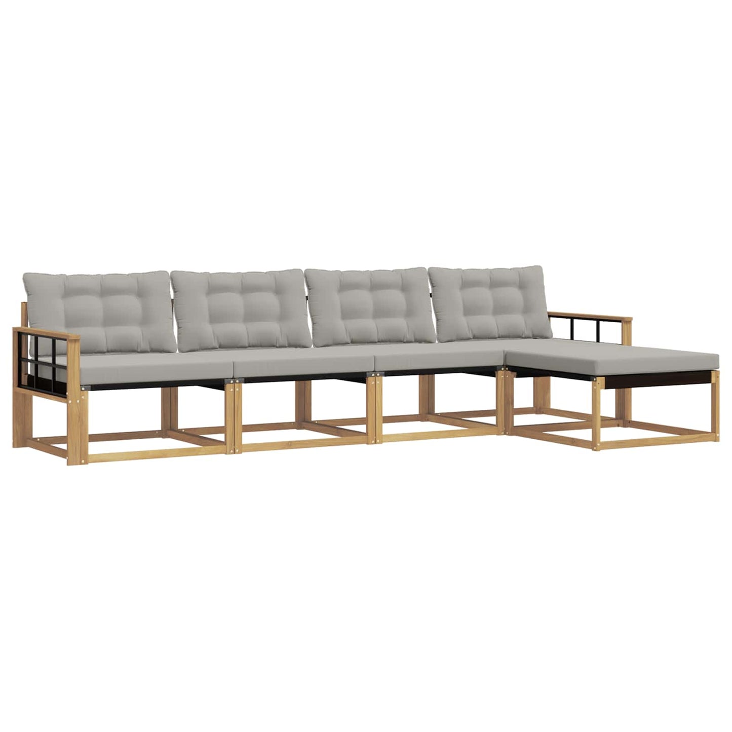 Buiten bankenset met kussen 5 pcs Wit en Lichtgrijs is nu te koop bij PeponiXL, paradijselijk wonen!