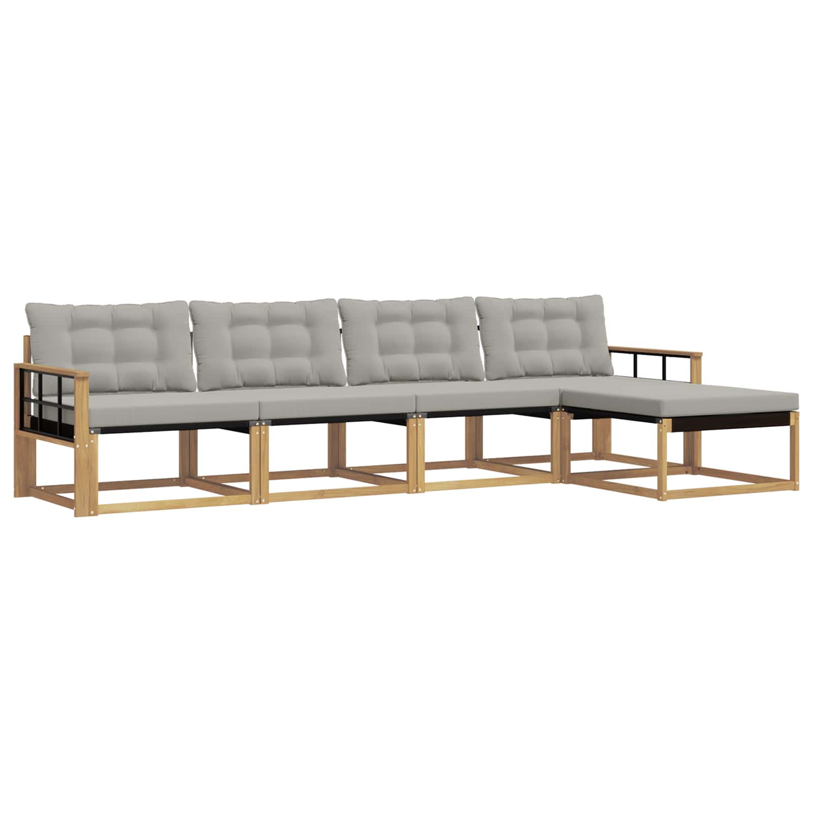 Buiten bankenset met kussen 5 pcs Wit en Lichtgrijs is nu te koop bij PeponiXL, paradijselijk wonen!