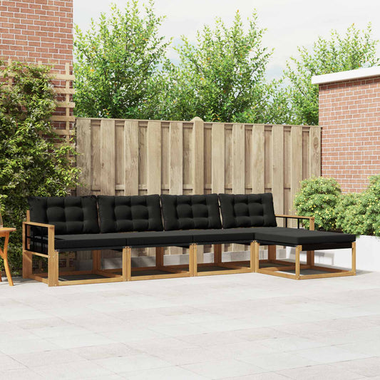 Buiten bankenset met kussen 5 pcs Wit en zwart is nu te koop bij PeponiXL, paradijselijk wonen!