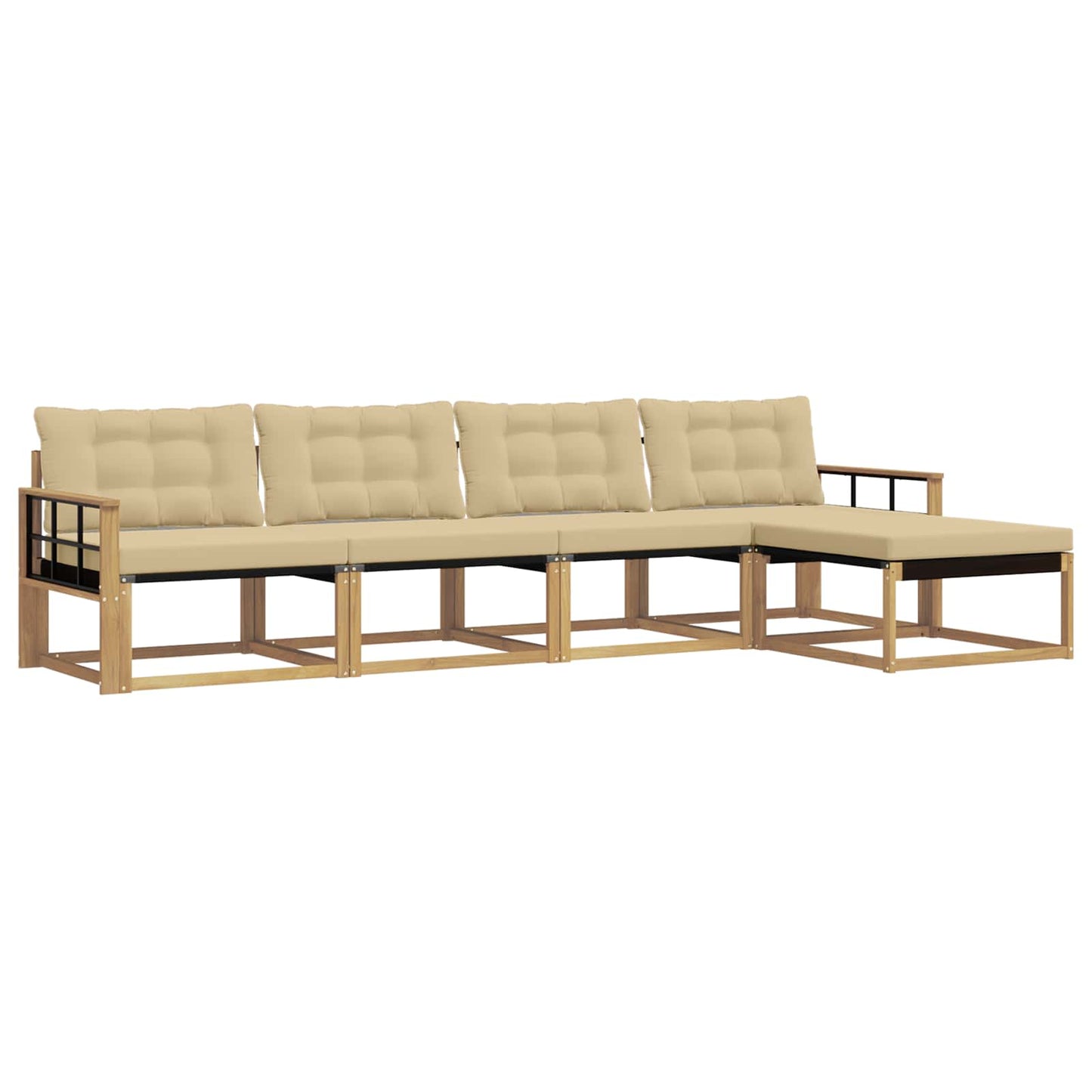 Buiten bankenset met kussen 5 pcs Wit en Beige is nu te koop bij PeponiXL, paradijselijk wonen!