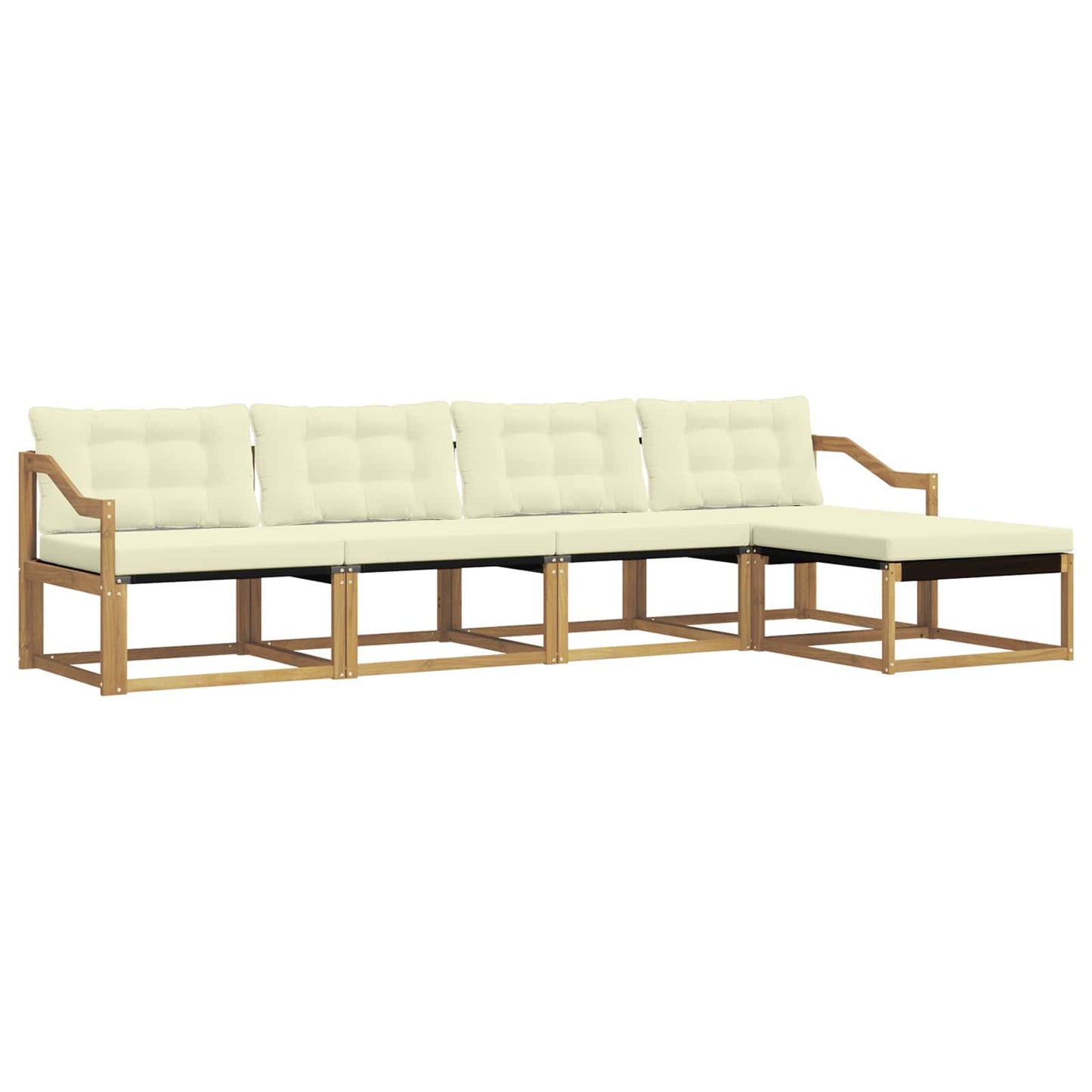 Buiten bankenset met kussen 5 pcs Wit en crèmekleurig is nu te koop bij PeponiXL, paradijselijk wonen!