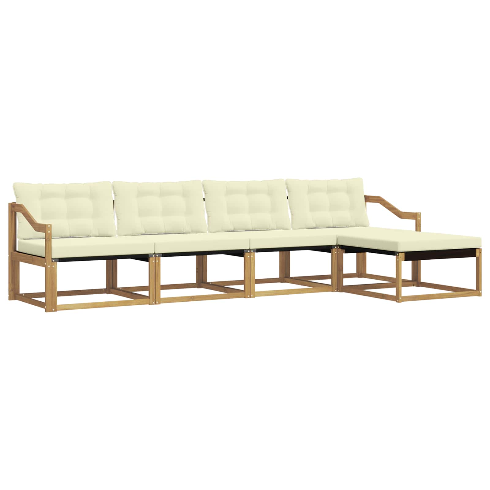 Buiten bankenset met kussen 5 pcs Wit en crèmekleurig is nu te koop bij PeponiXL, paradijselijk wonen!