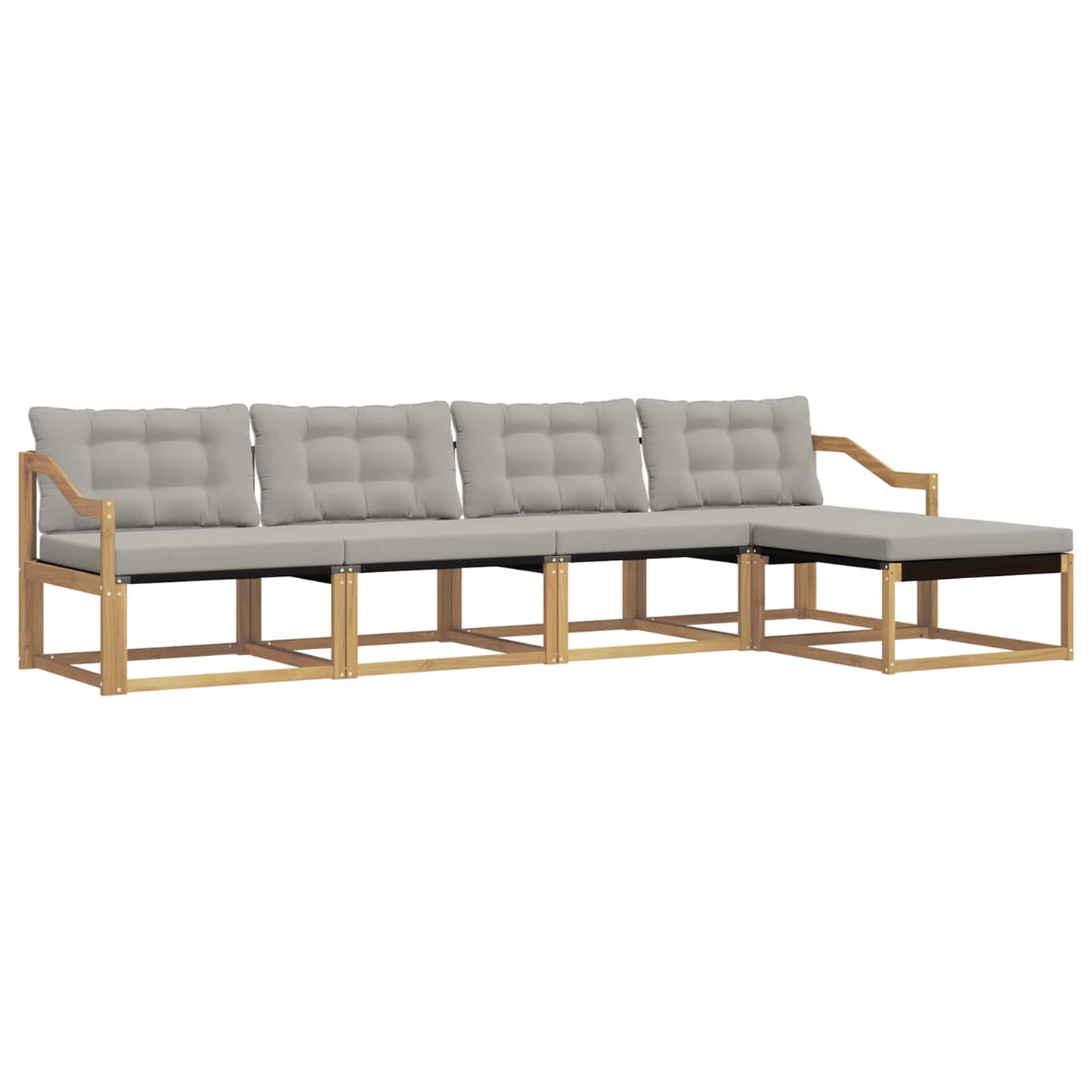 Buiten bankenset met kussen 5 pcs Wit en Lichtgrijs is nu te koop bij PeponiXL, paradijselijk wonen!