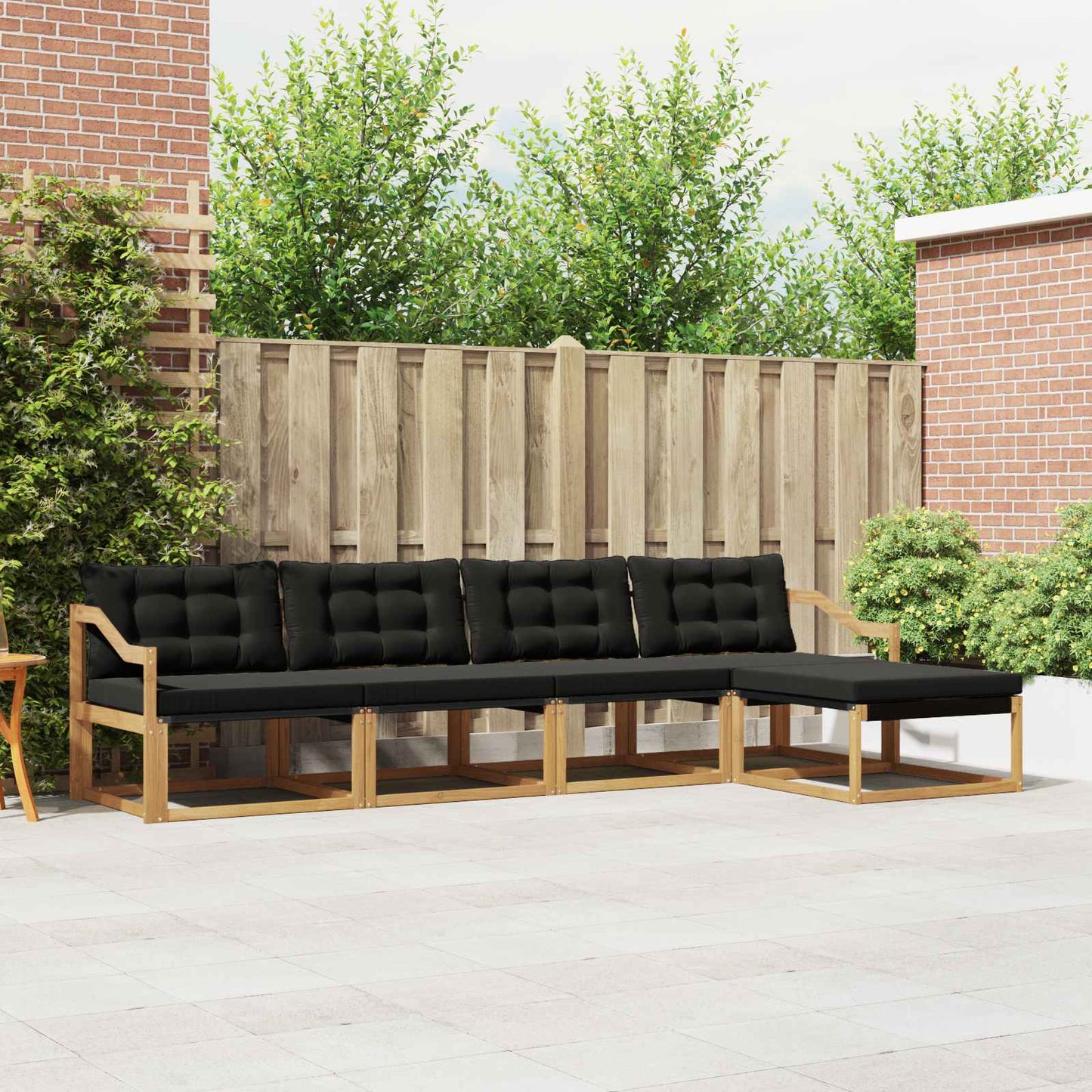 Buiten bankenset met kussen 5 pcs Wit en zwart is nu te koop bij PeponiXL, paradijselijk wonen!