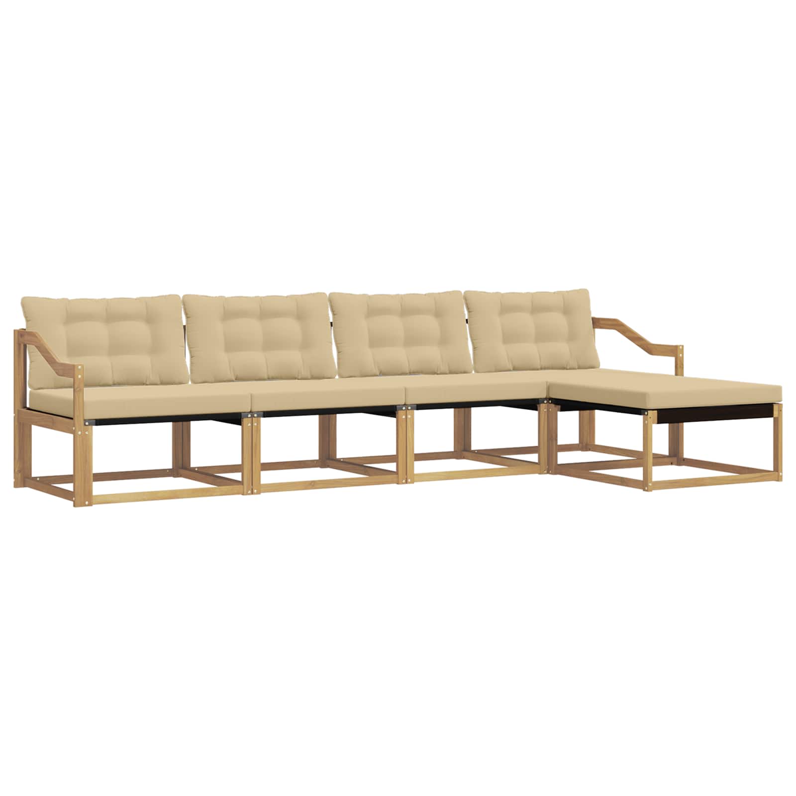 Buiten bankenset met kussen 5 pcs Wit en Beige is nu te koop bij PeponiXL, paradijselijk wonen!