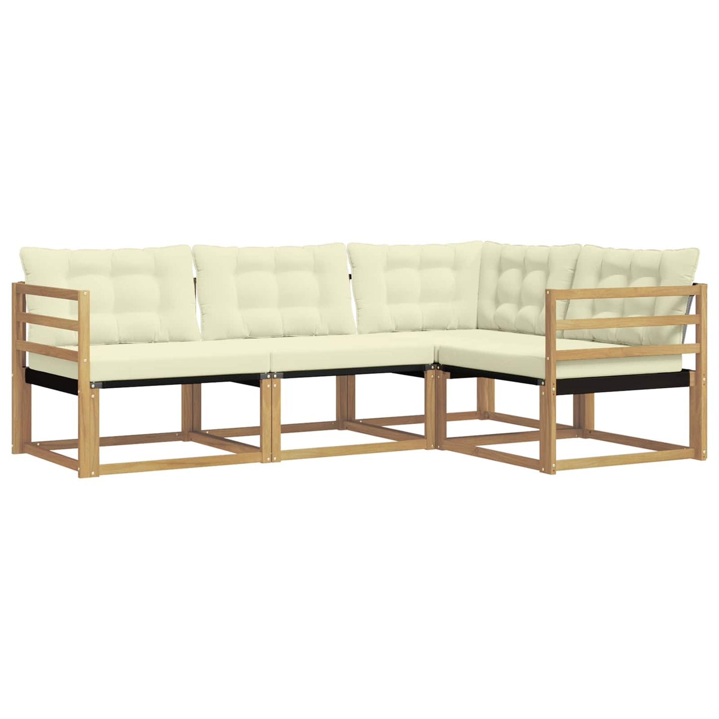 Buiten bankenset met kussen 4 pcs Wit en crèmekleurig is nu te koop bij PeponiXL, paradijselijk wonen!