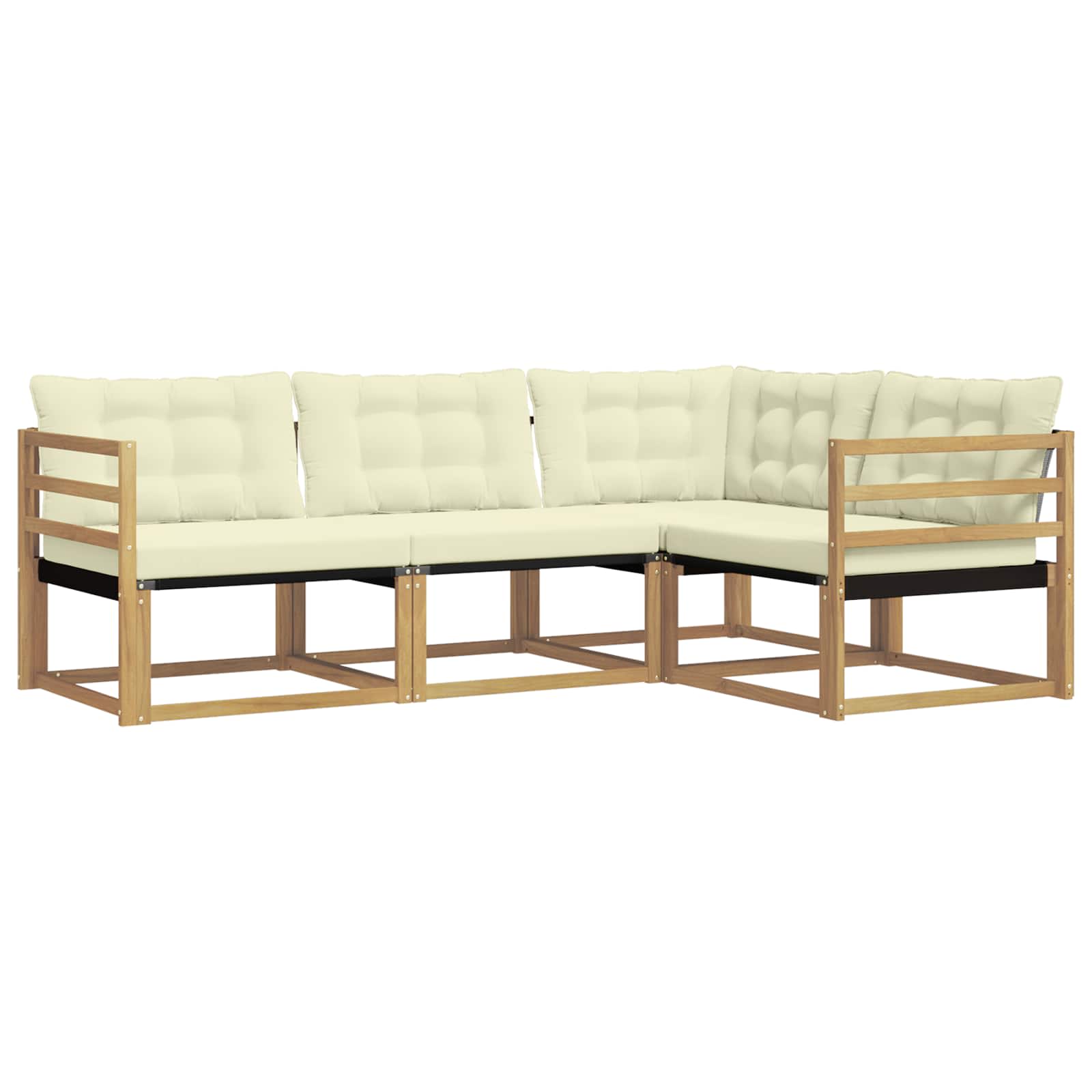 Buiten bankenset met kussen 4 pcs Wit en crèmekleurig is nu te koop bij PeponiXL, paradijselijk wonen!