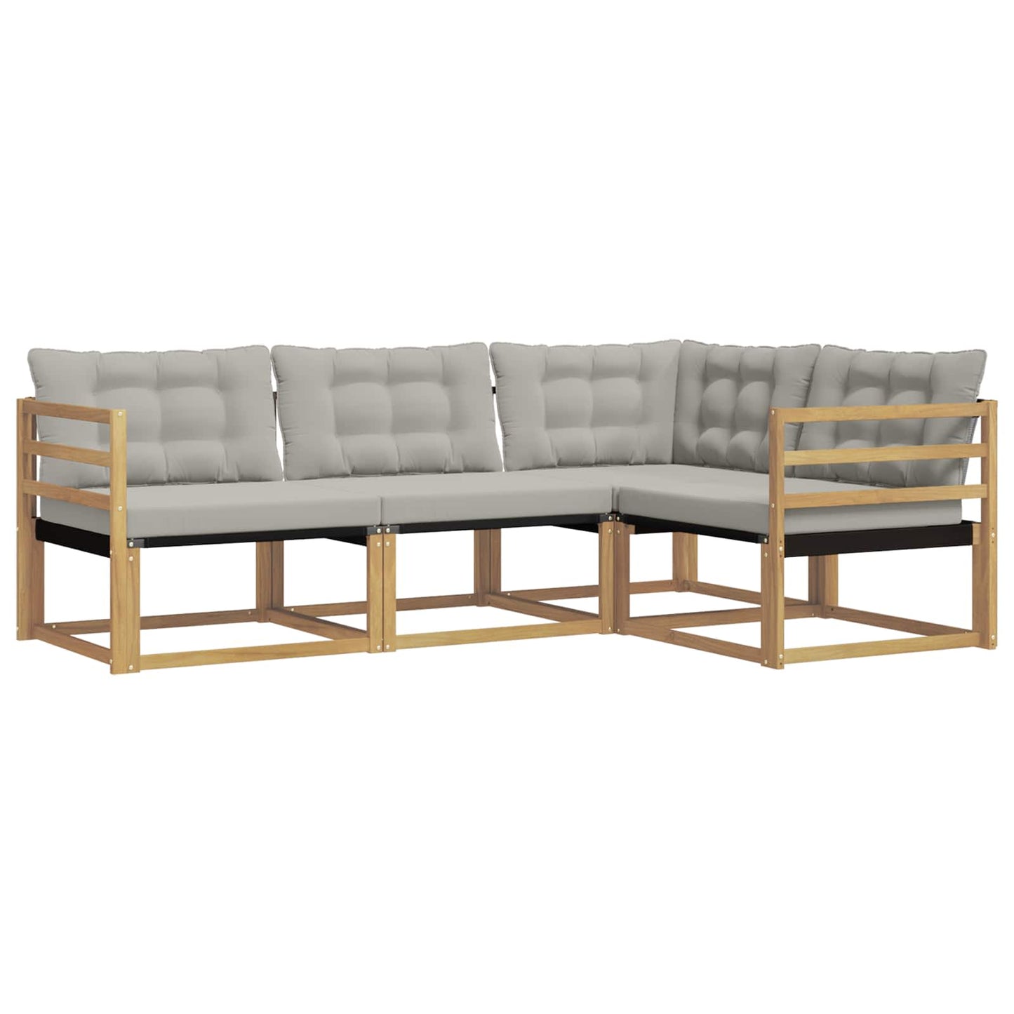 Buiten bankenset met kussen 4 pcs Wit en Lichtgrijs is nu te koop bij PeponiXL, paradijselijk wonen!