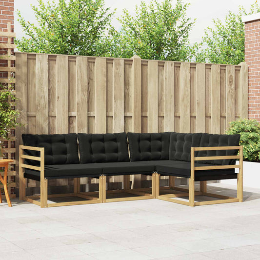 Buiten bankenset met kussen 4 pcs Wit en zwart is nu te koop bij PeponiXL, paradijselijk wonen!