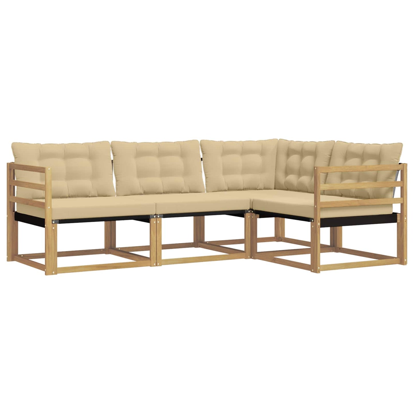 Buiten bankenset met kussen 4 pcs Wit en Beige is nu te koop bij PeponiXL, paradijselijk wonen!