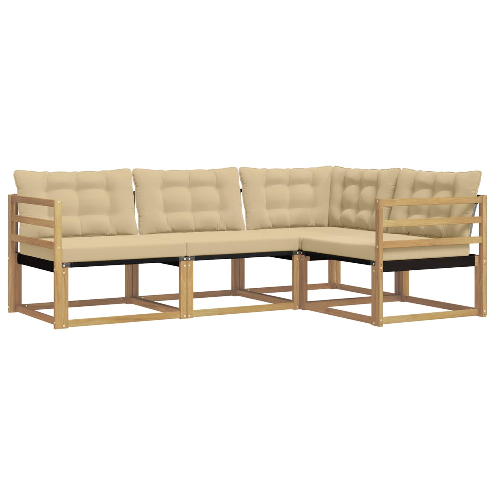 Buiten bankenset met kussen 4 pcs Wit en Beige is nu te koop bij PeponiXL, paradijselijk wonen!