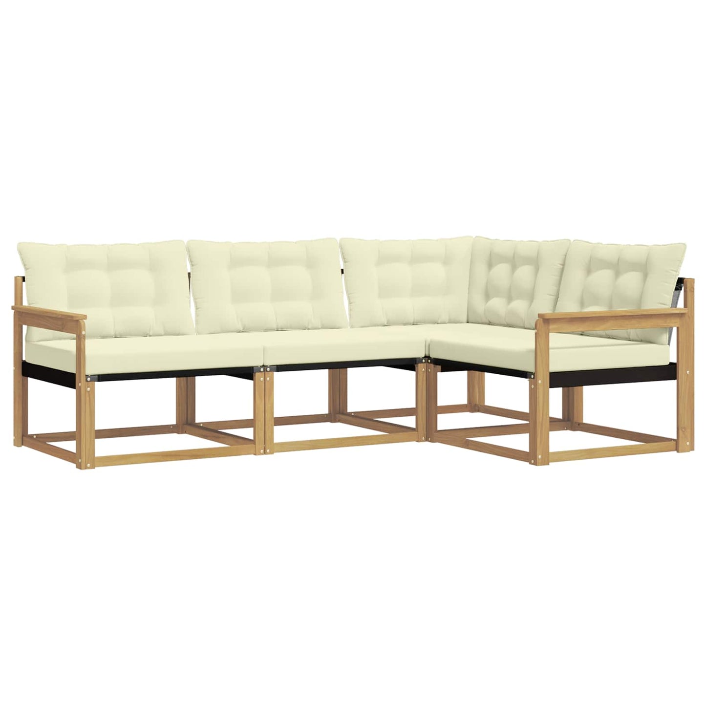 Buiten bankenset met kussen 4 pcs Wit en crèmekleurig is nu te koop bij PeponiXL, paradijselijk wonen!