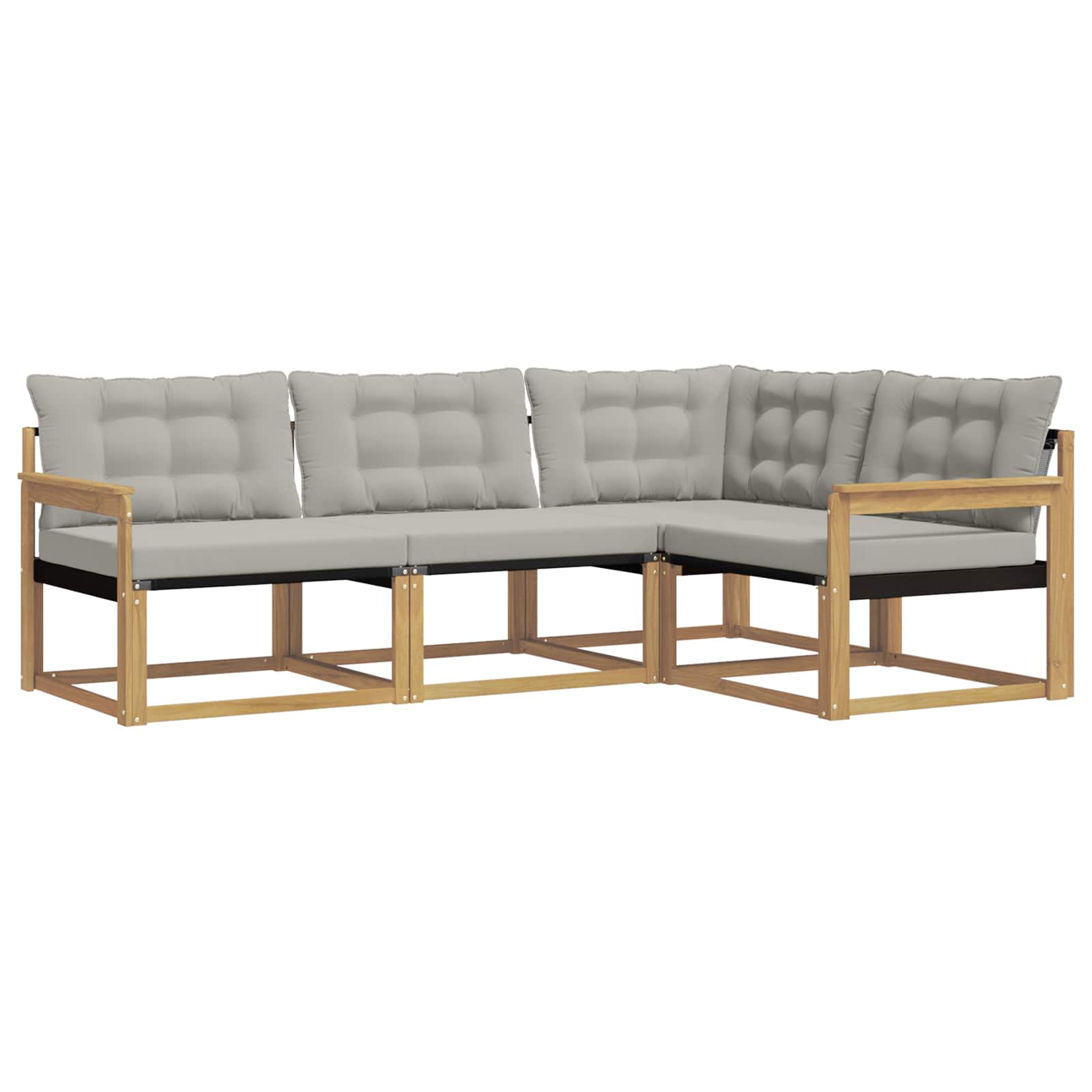 Buiten bankenset met kussen 4 pcs Wit en Lichtgrijs is nu te koop bij PeponiXL, paradijselijk wonen!