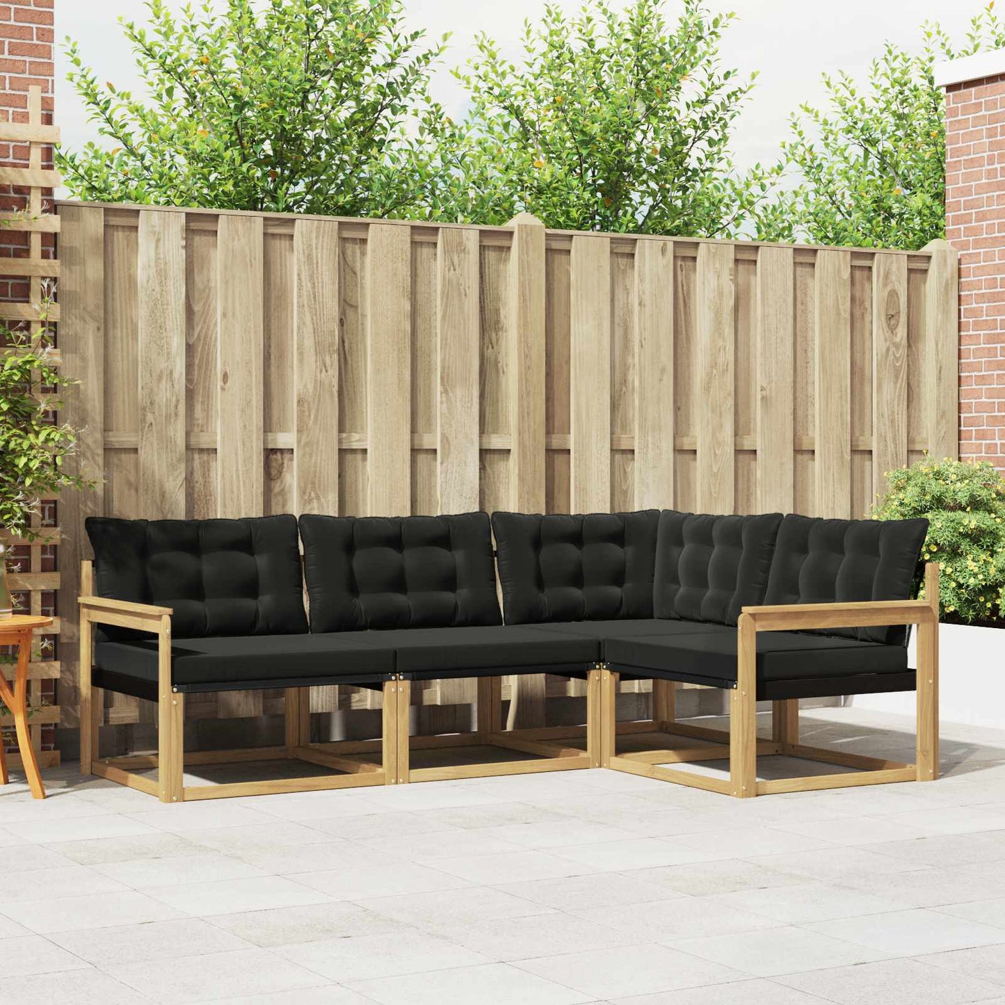 Buiten bankenset met kussen 4 pcs Wit en zwart is nu te koop bij PeponiXL, paradijselijk wonen!