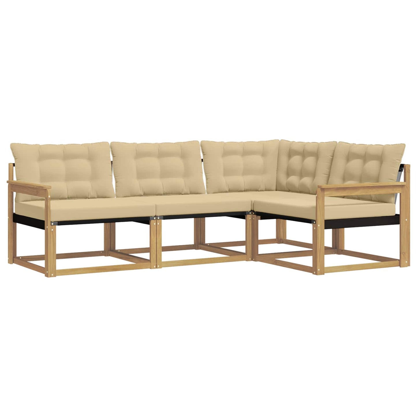 Buiten bankenset met kussen 4 pcs Wit en Beige is nu te koop bij PeponiXL, paradijselijk wonen!