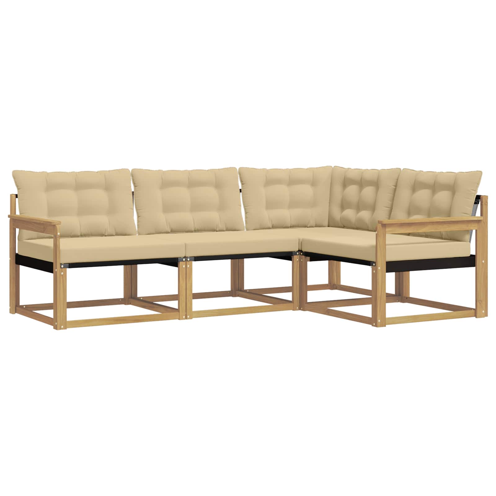 Buiten bankenset met kussen 4 pcs Wit en Beige is nu te koop bij PeponiXL, paradijselijk wonen!