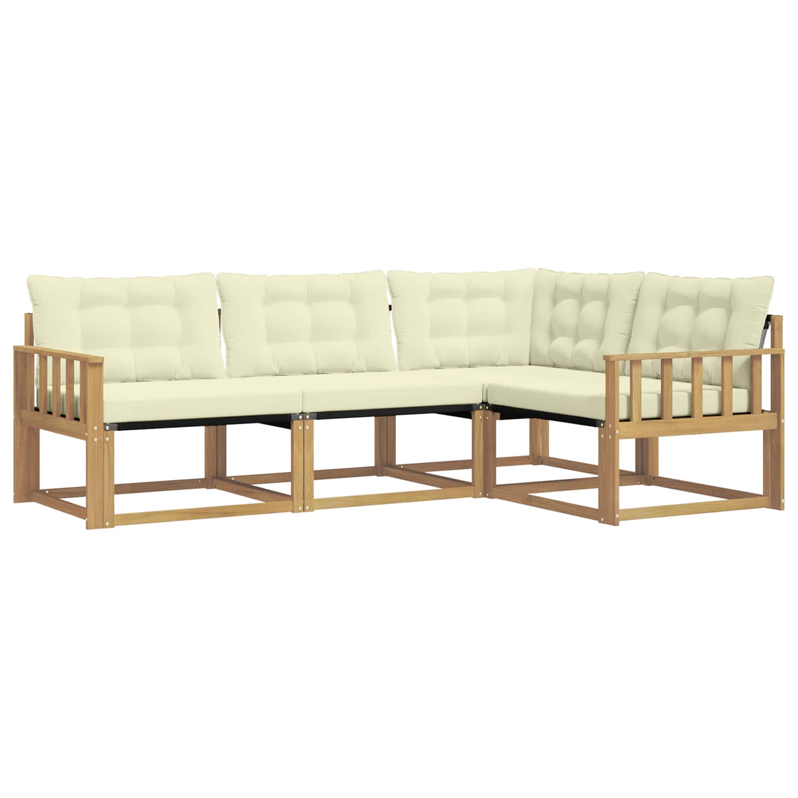 Buiten bankenset met kussen 4 pcs Wit en crèmekleurig is nu te koop bij PeponiXL, paradijselijk wonen!