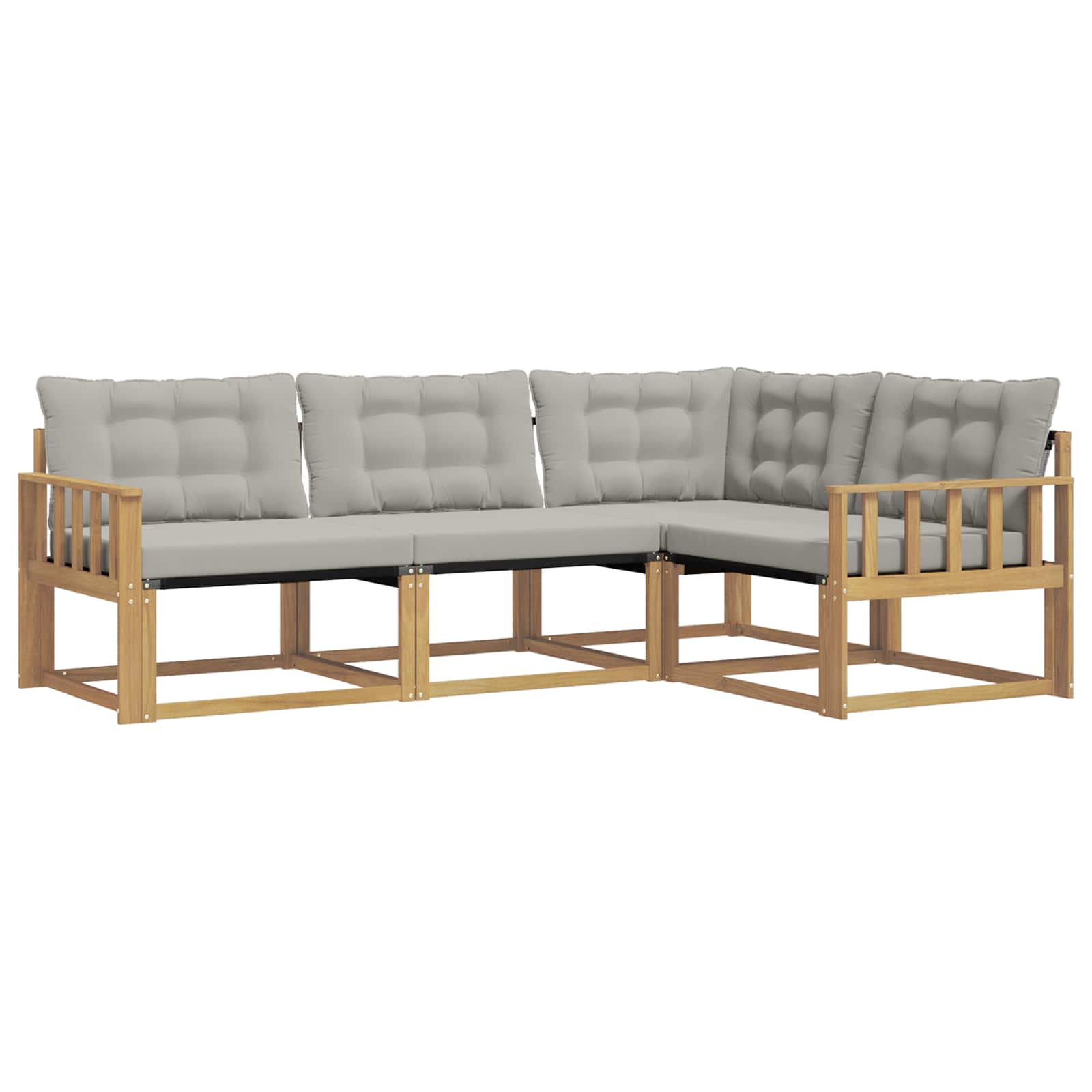Buiten bankenset met kussen 4 pcs Wit en Lichtgrijs is nu te koop bij PeponiXL, paradijselijk wonen!