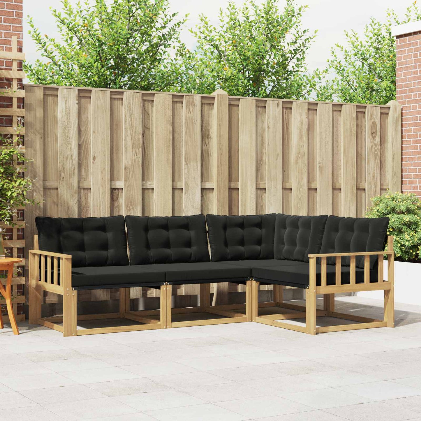 Buiten bankenset met kussen 4 pcs Wit en zwart is nu te koop bij PeponiXL, paradijselijk wonen!