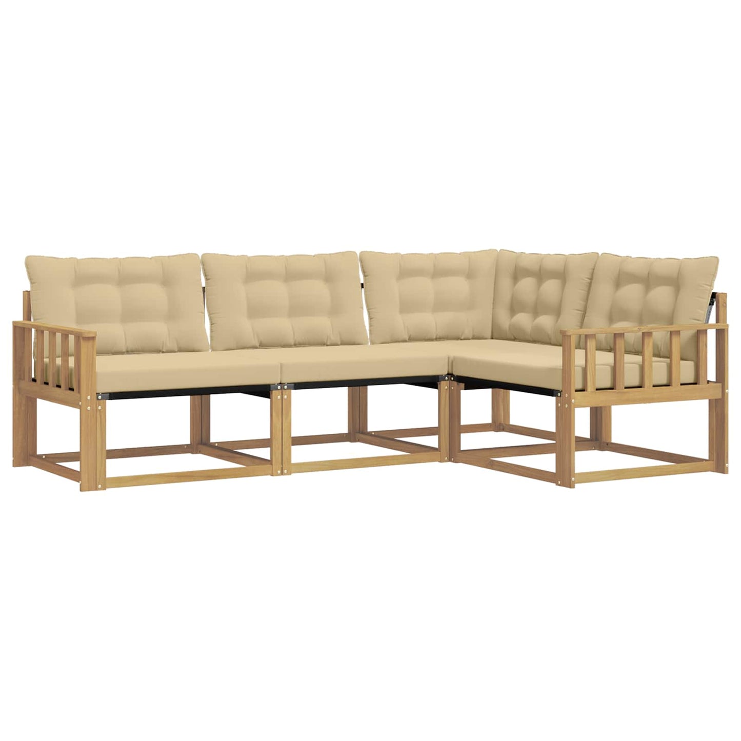 Buiten bankenset met kussen 4 pcs Wit en Beige is nu te koop bij PeponiXL, paradijselijk wonen!