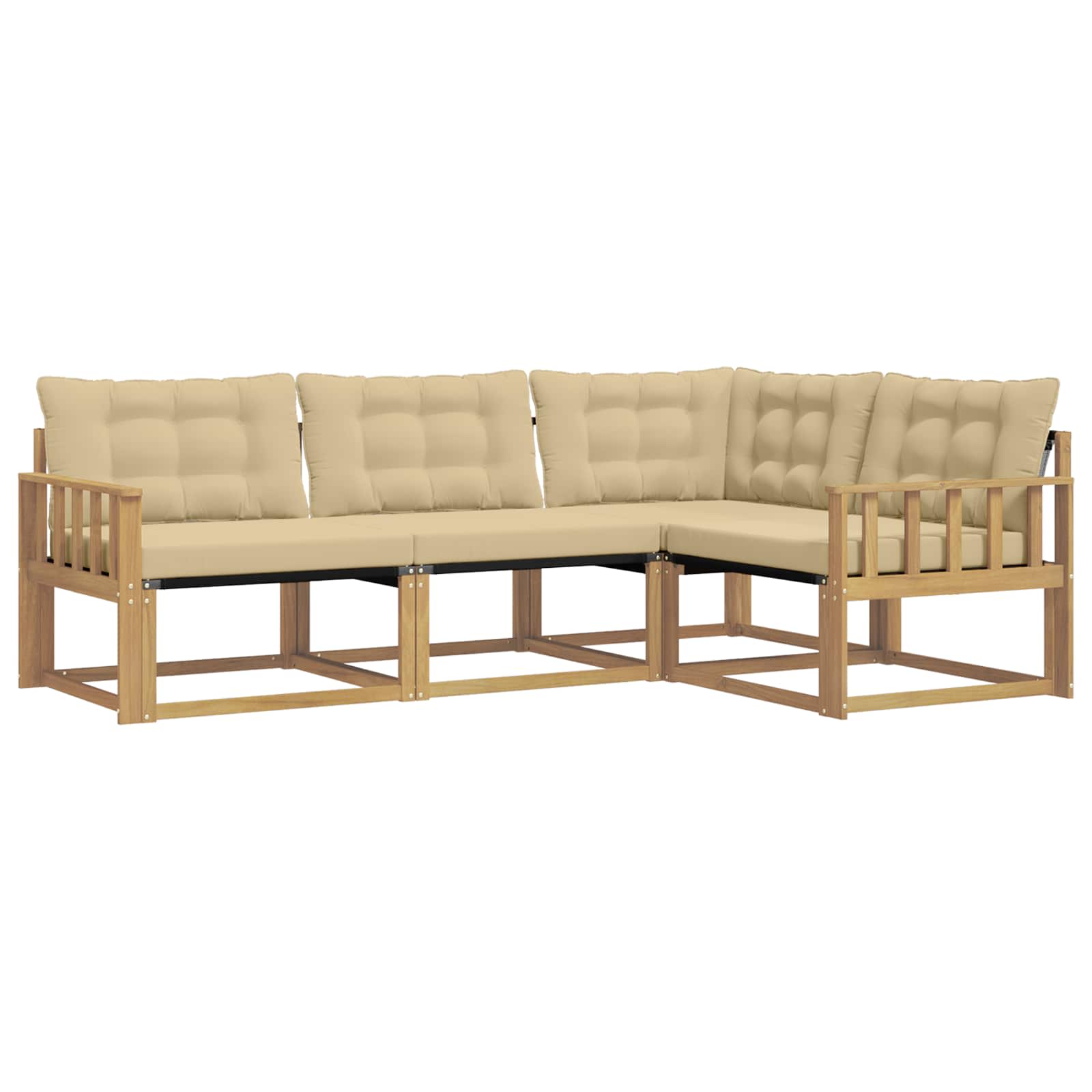 Buiten bankenset met kussen 4 pcs Wit en Beige is nu te koop bij PeponiXL, paradijselijk wonen!