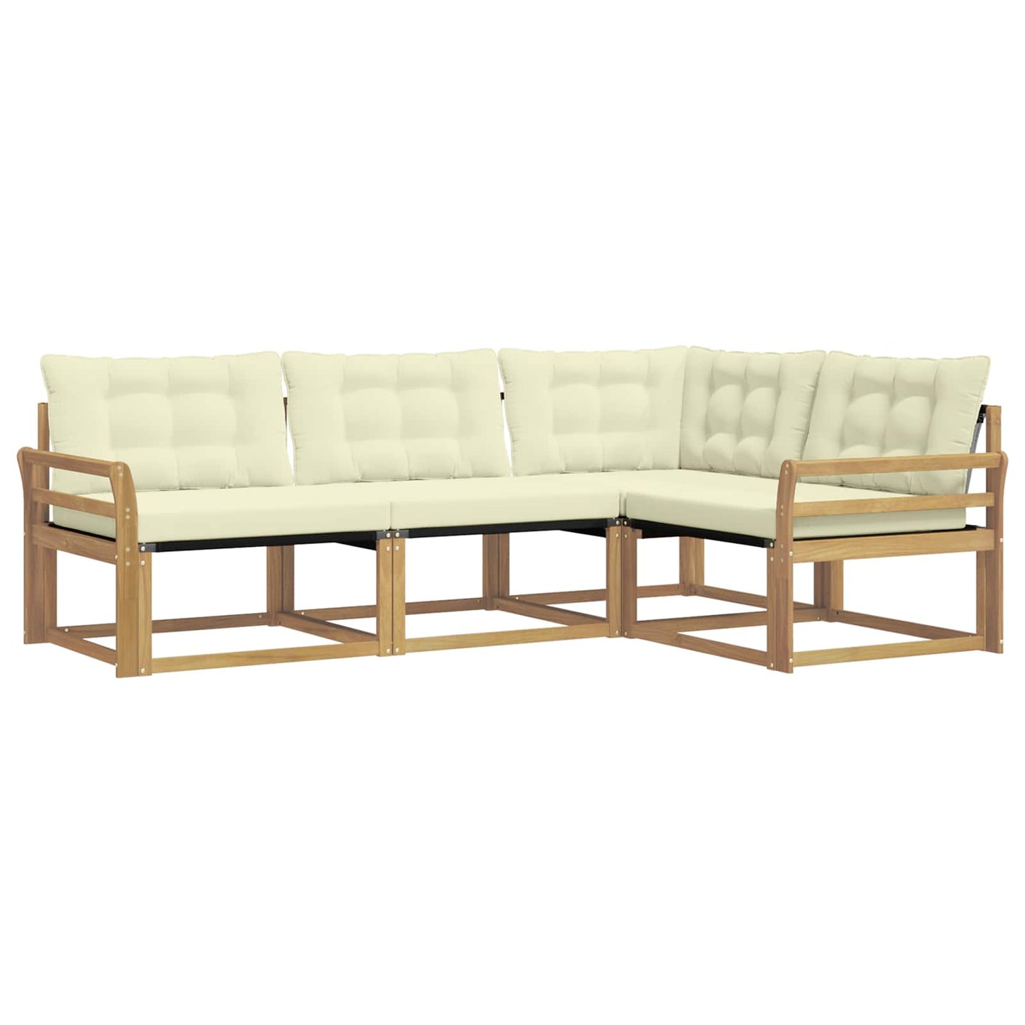 Buiten bankenset met kussen 4 pcs Wit en crèmekleurig is nu te koop bij PeponiXL, paradijselijk wonen!