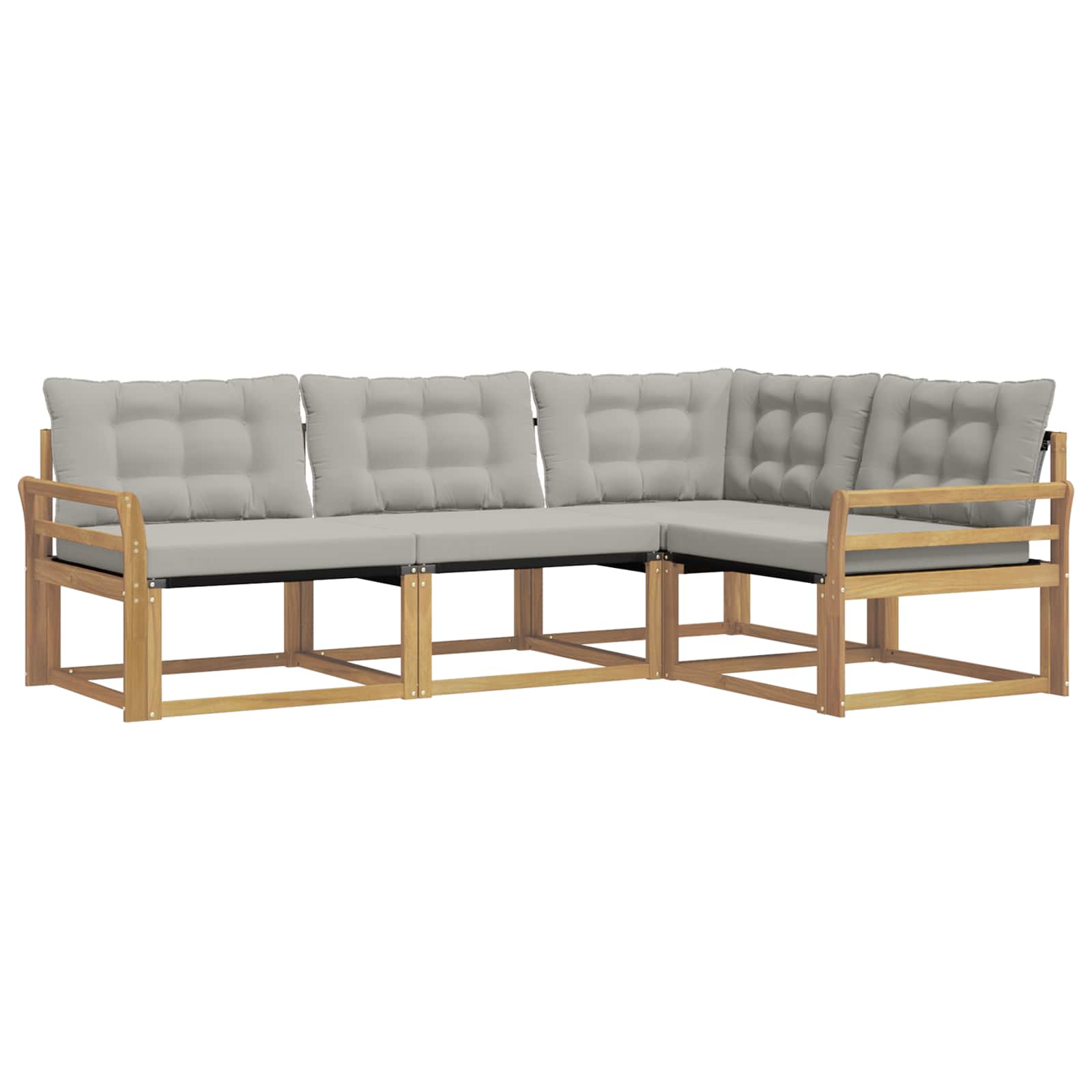 Buiten bankenset met kussen 4 pcs Wit en Lichtgrijs is nu te koop bij PeponiXL, paradijselijk wonen!