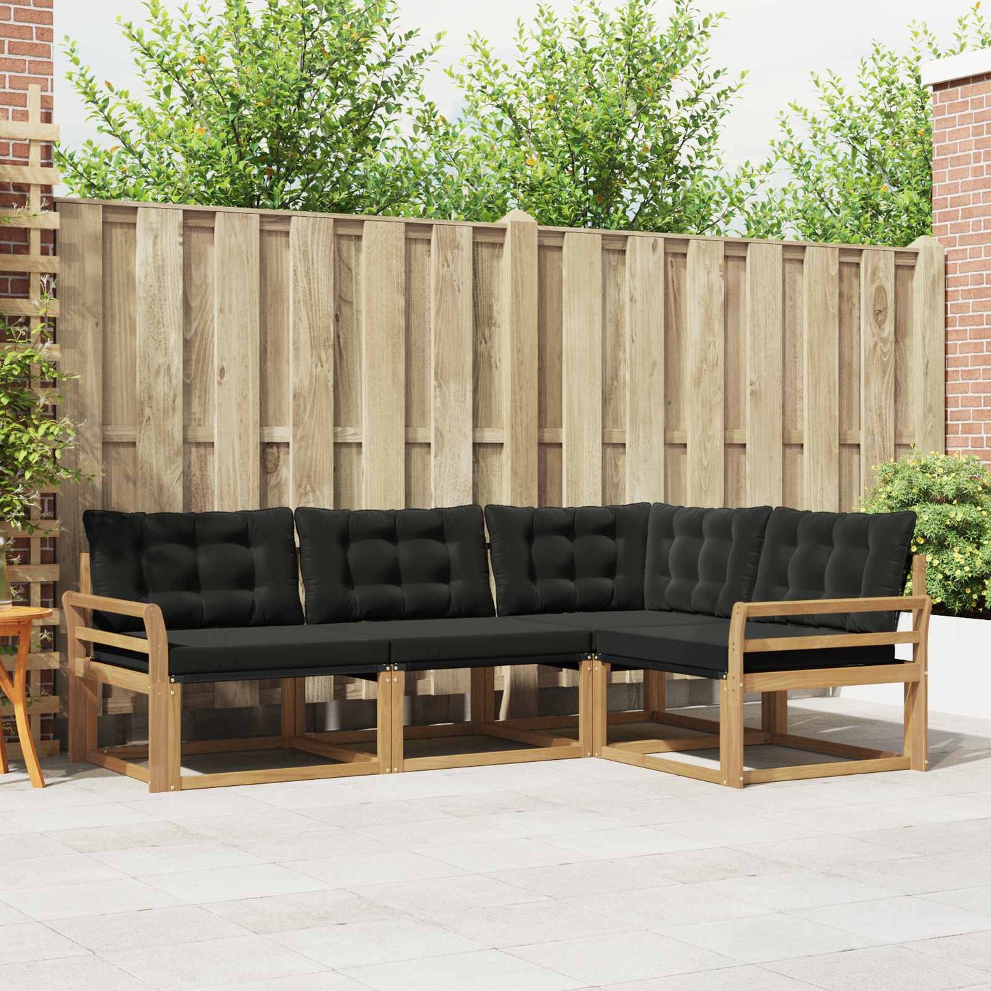 Buiten bankenset met kussen 4 pcs Wit en zwart is nu te koop bij PeponiXL, paradijselijk wonen!