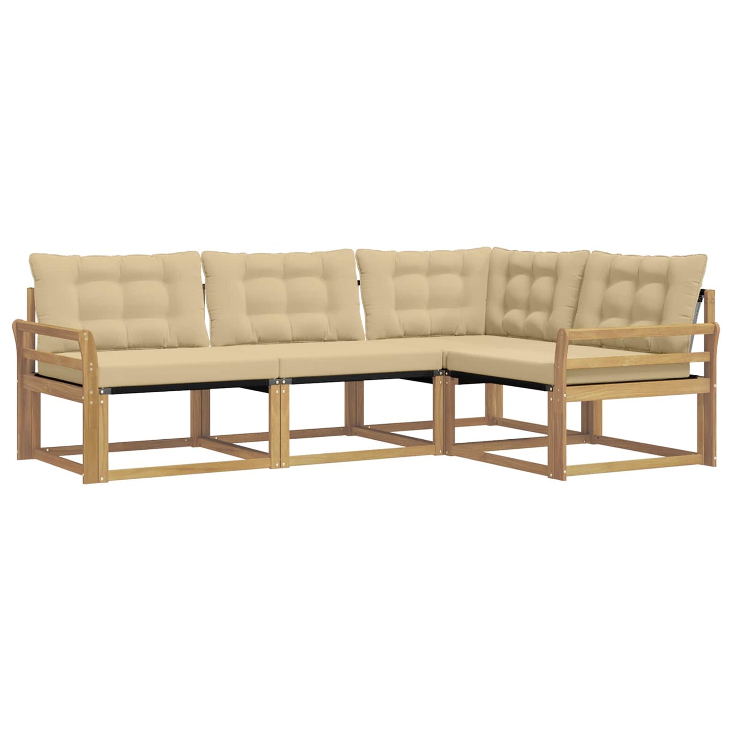 Buiten bankenset met kussen 4 pcs Wit en Beige is nu te koop bij PeponiXL, paradijselijk wonen!
