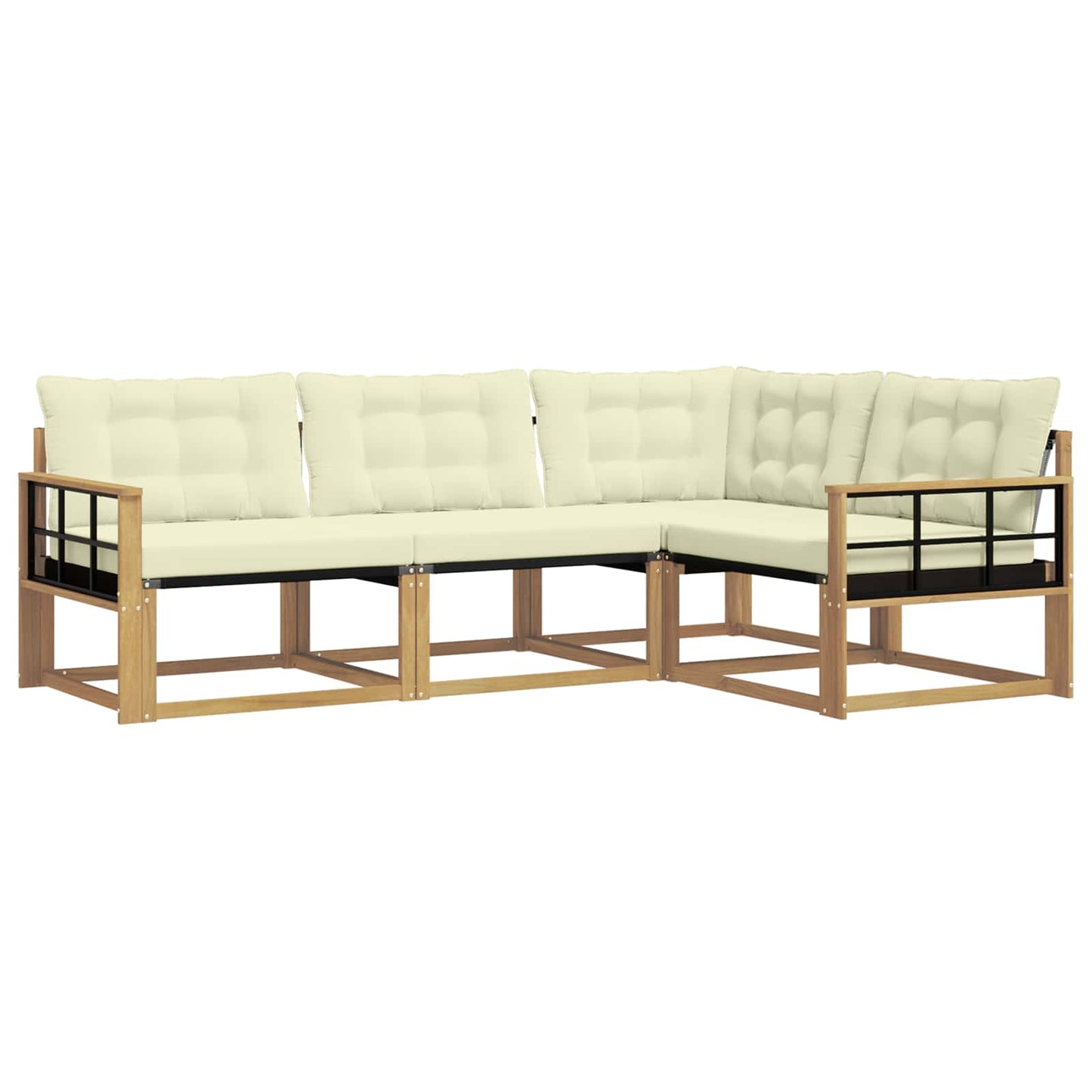 Buiten bankenset met kussen 4 pcs Wit en crèmekleurig is nu te koop bij PeponiXL, paradijselijk wonen!
