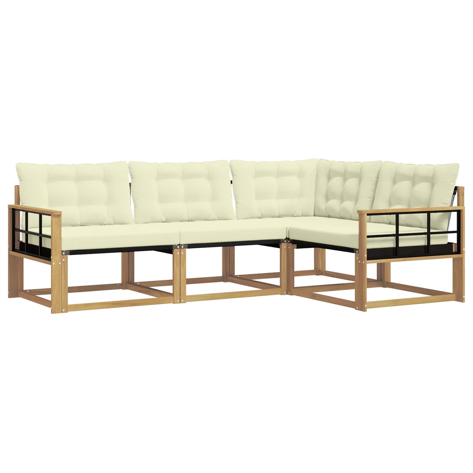 Buiten bankenset met kussen 4 pcs Wit en crèmekleurig is nu te koop bij PeponiXL, paradijselijk wonen!
