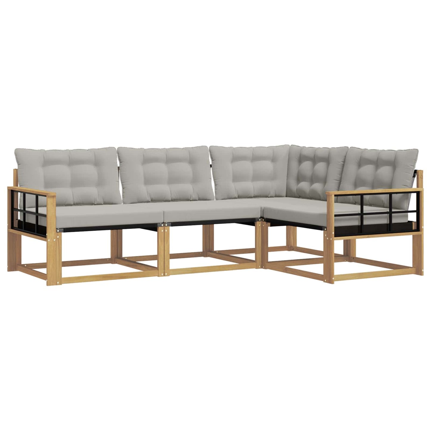 Buiten bankenset met kussen 4 pcs Wit en Lichtgrijs is nu te koop bij PeponiXL, paradijselijk wonen!
