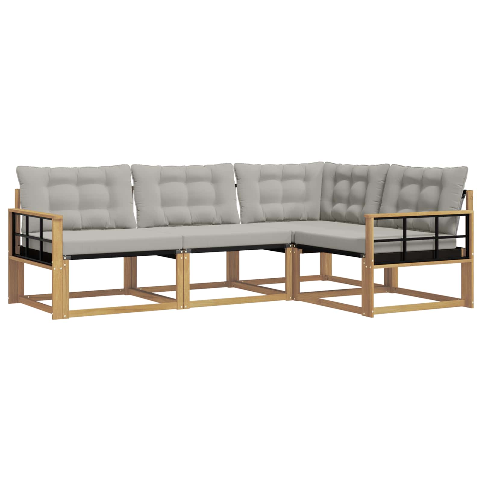Buiten bankenset met kussen 4 pcs Wit en Lichtgrijs is nu te koop bij PeponiXL, paradijselijk wonen!