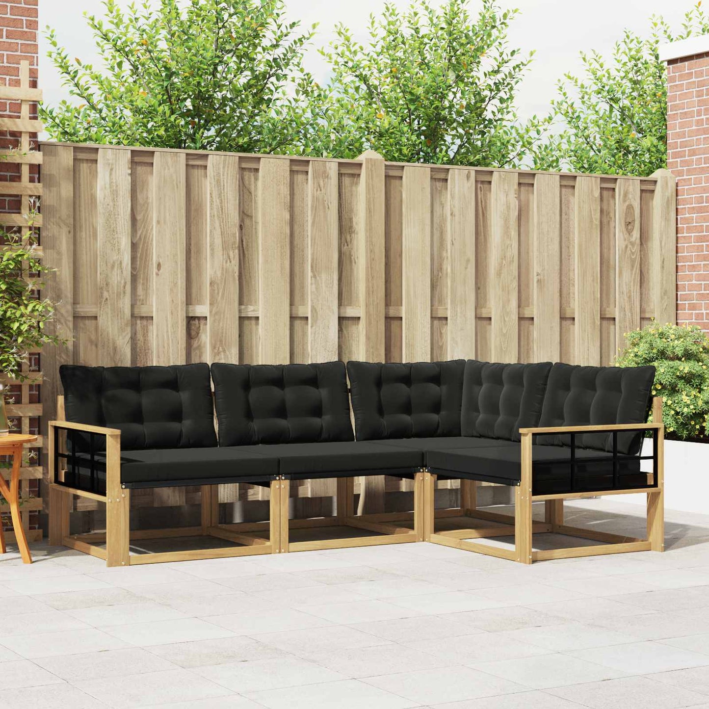 Buiten bankenset met kussen 4 pcs Wit en zwart is nu te koop bij PeponiXL, paradijselijk wonen!
