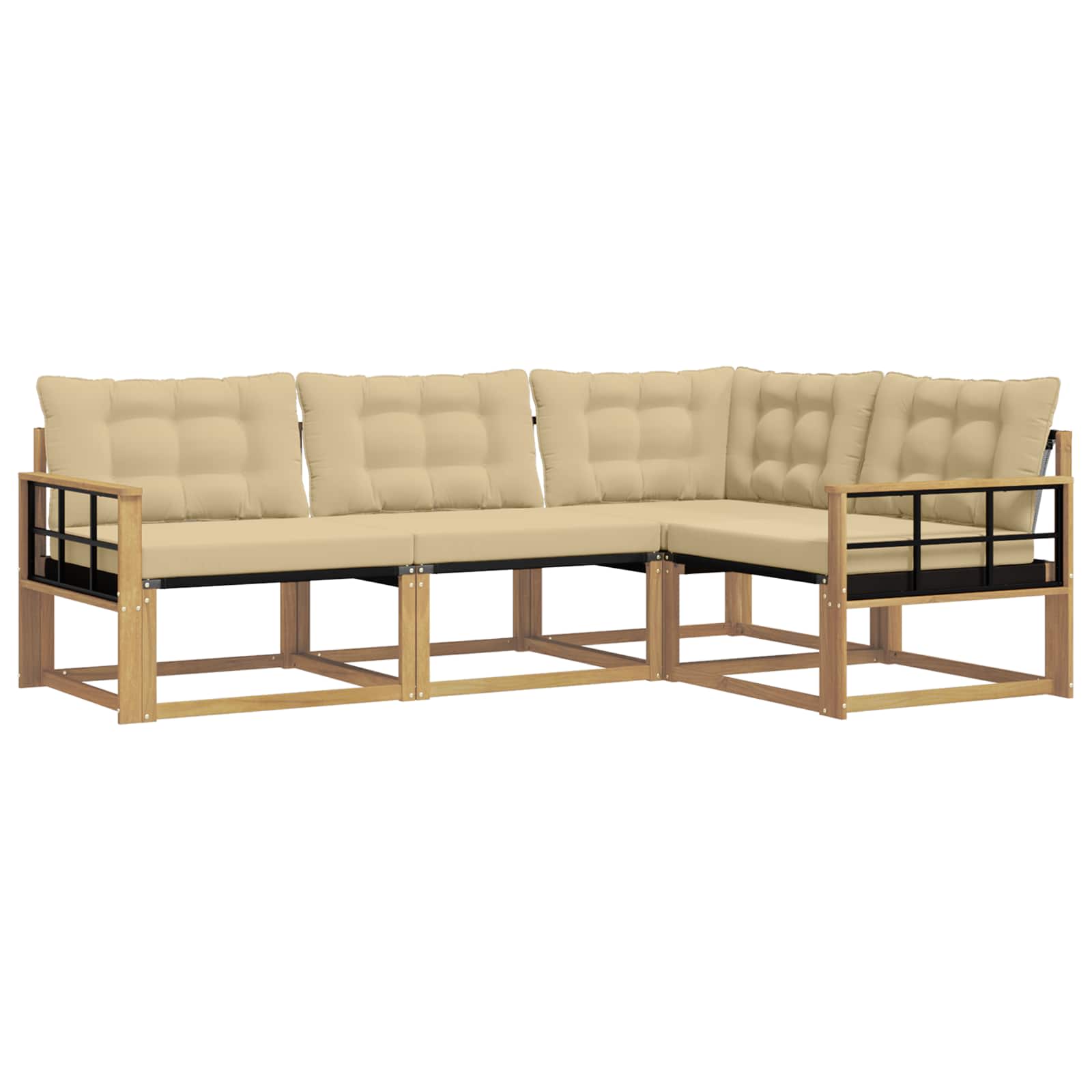 Buiten bankenset met kussen 4 pcs Wit en Beige is nu te koop bij PeponiXL, paradijselijk wonen!