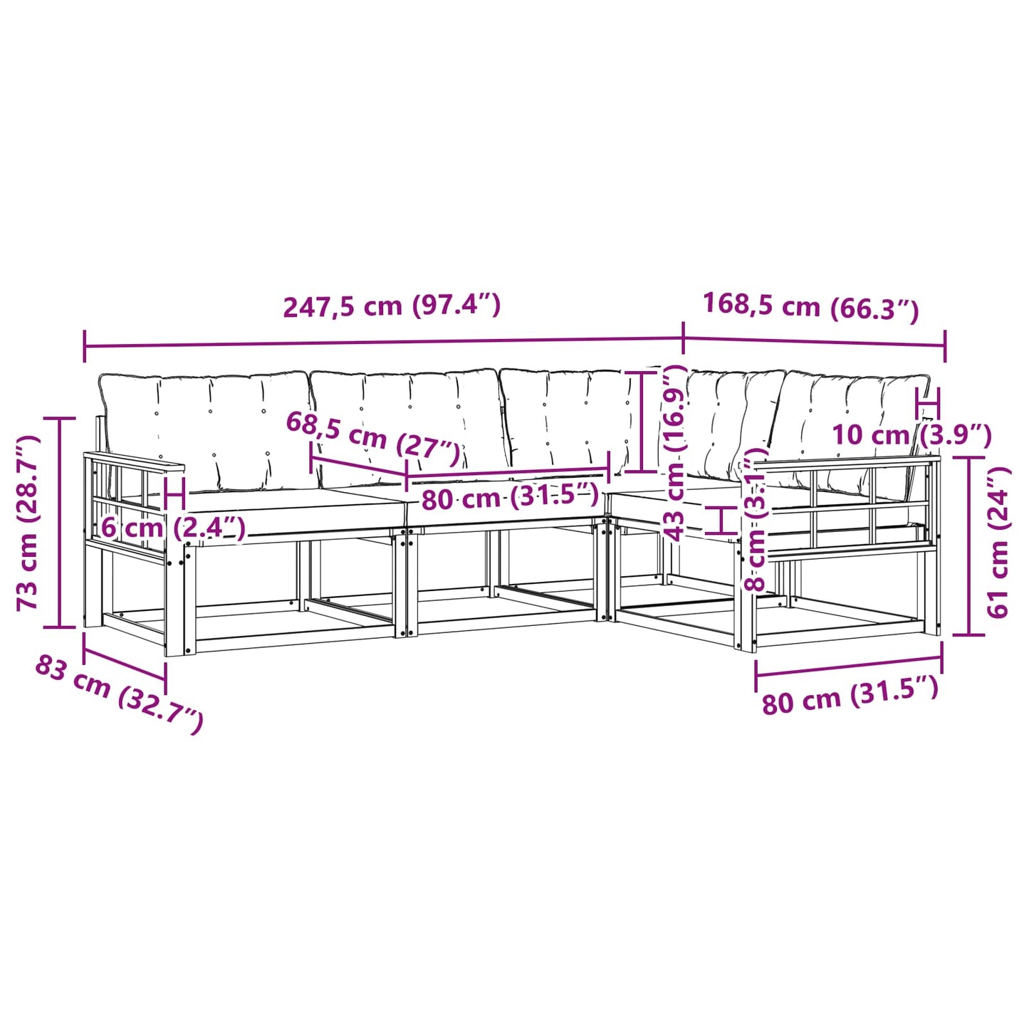 Buiten bankenset met kussen 4 pcs Wit en Beige is nu te koop bij PeponiXL, paradijselijk wonen!